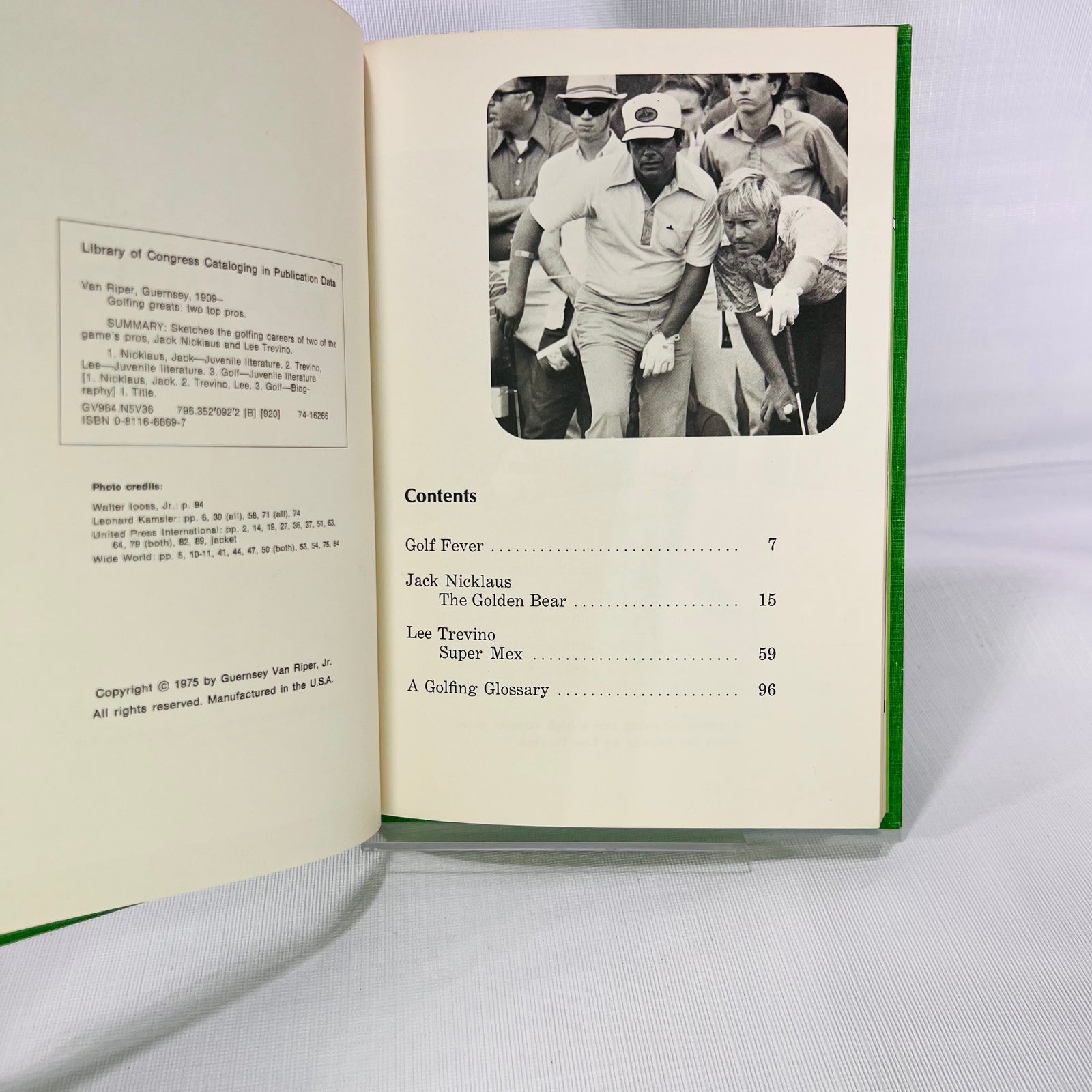 Golfing Greats Two Top Pros by Guernesy Van Riper, Jr. 1975 Garrard Publishing Co.