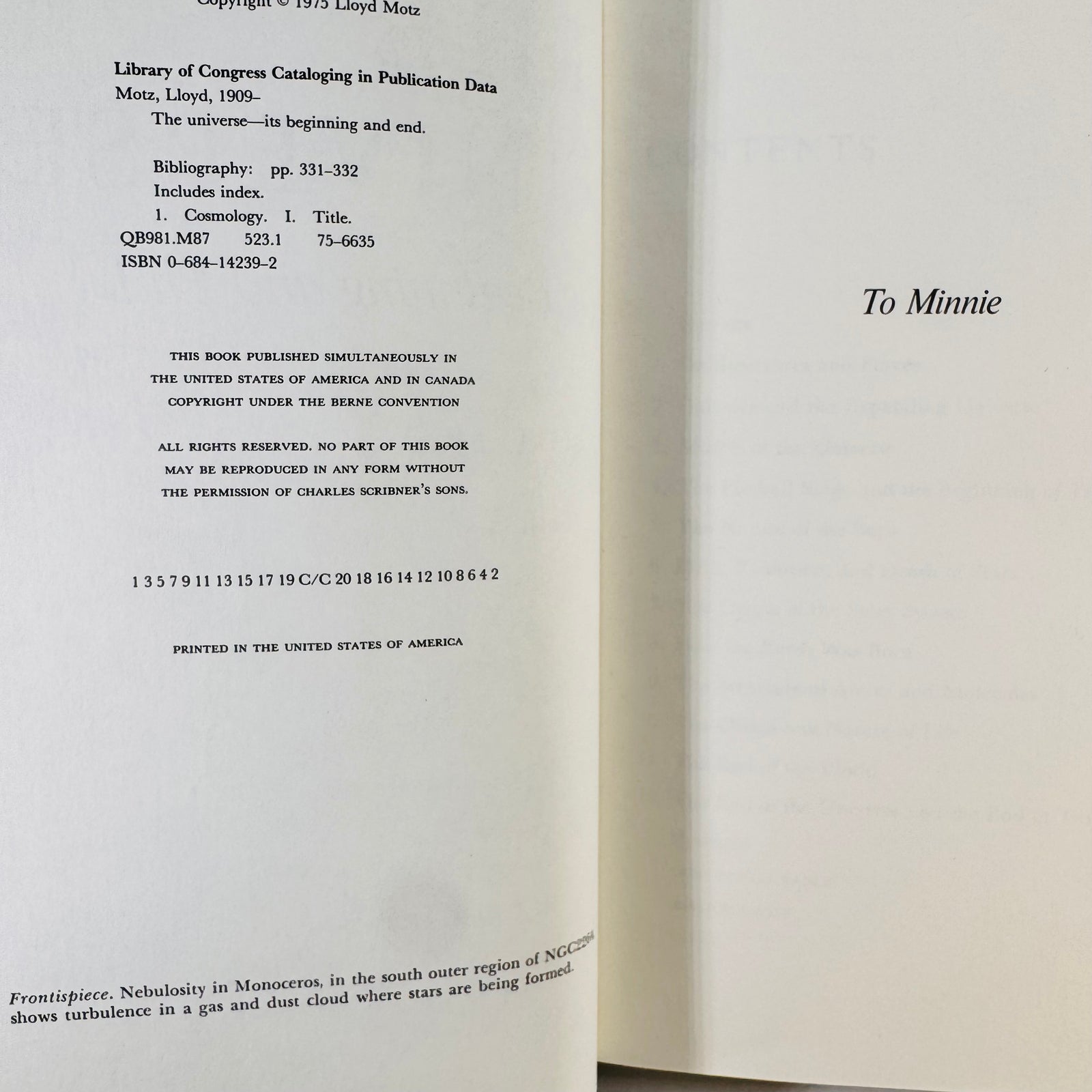 The Universe: Its Beginning and End by Lloyd Motz 1975 Hardcover Vintage Cosmology