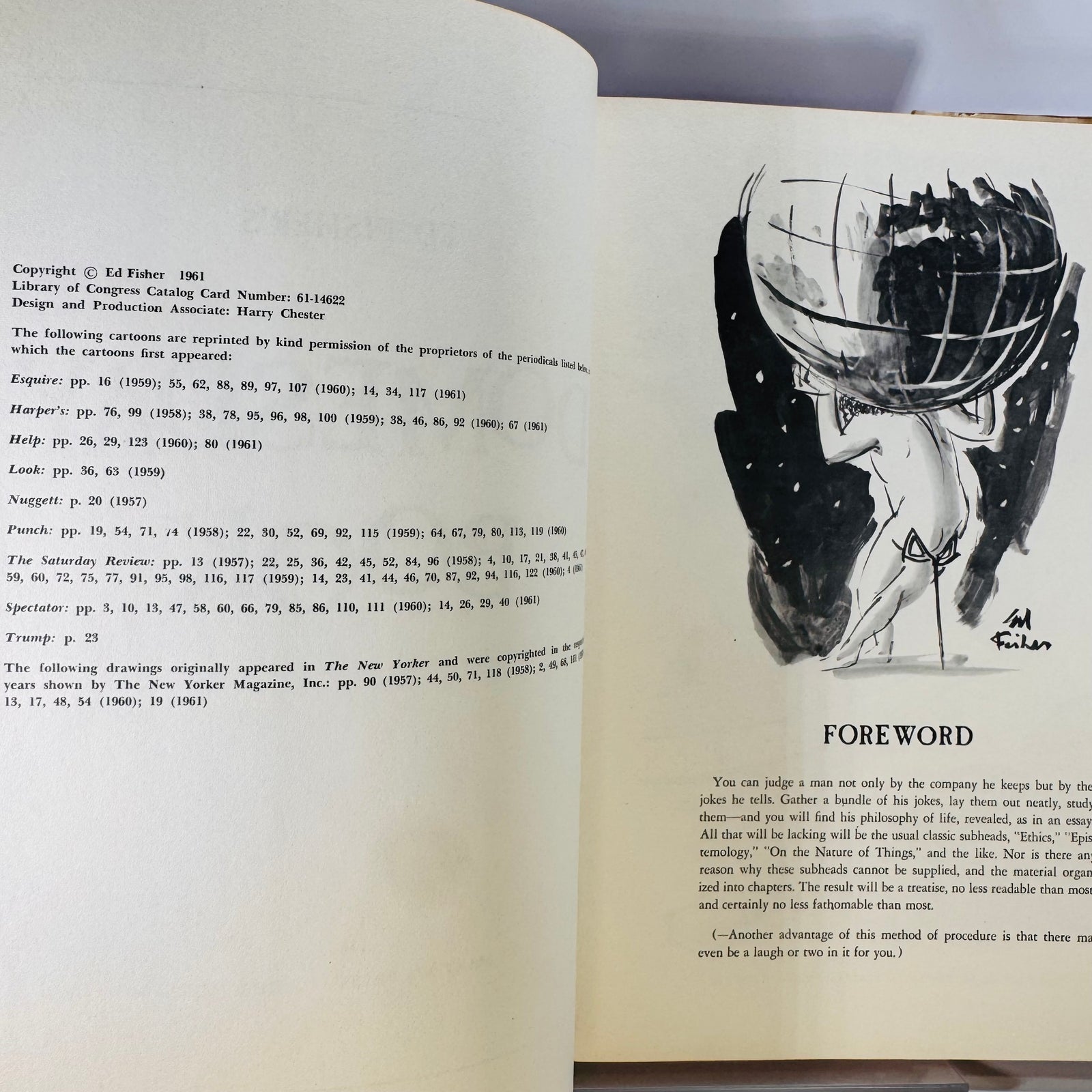 Ed Fisher's Domesday Book 1961 copyright page and foreword cartoon