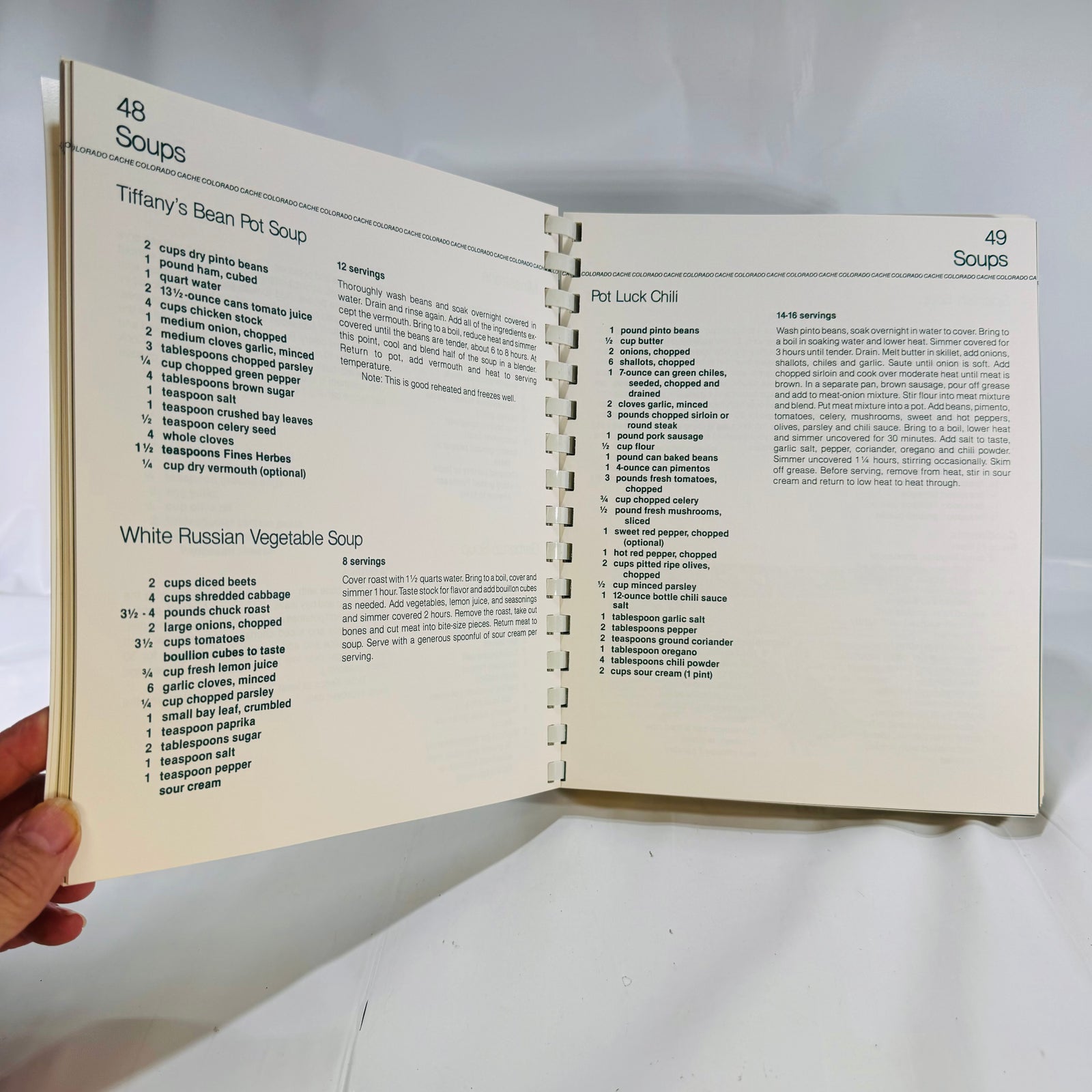 Colorado Cache Cookbook by the Junior League of Denver 1988 Plastic Comb Binding