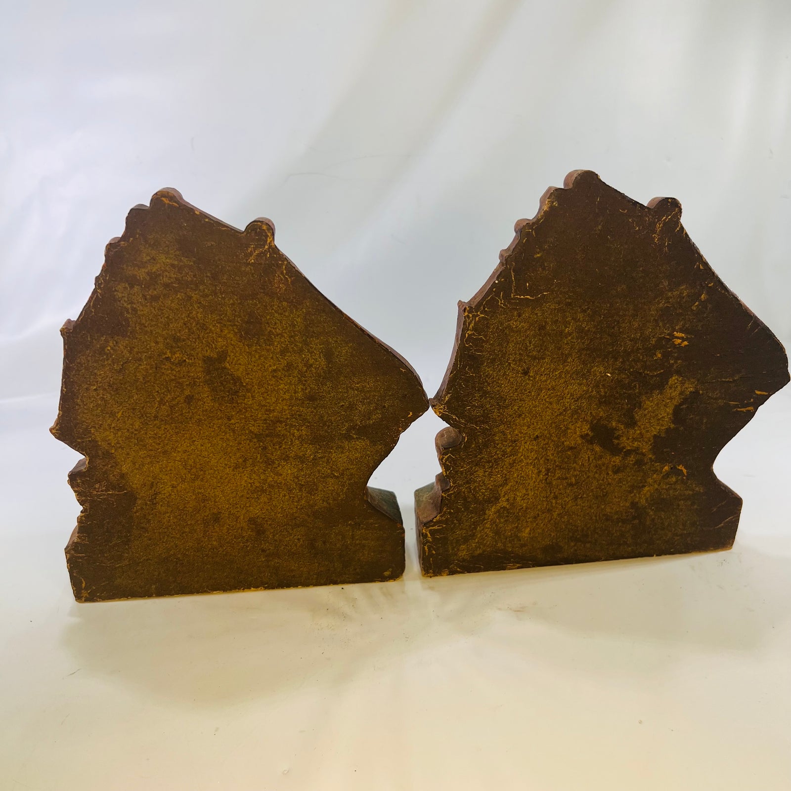 Pair of Old Ironside USS Constitution Ship Wooden Bookends 1940s Decorative Tall Ships for your Library