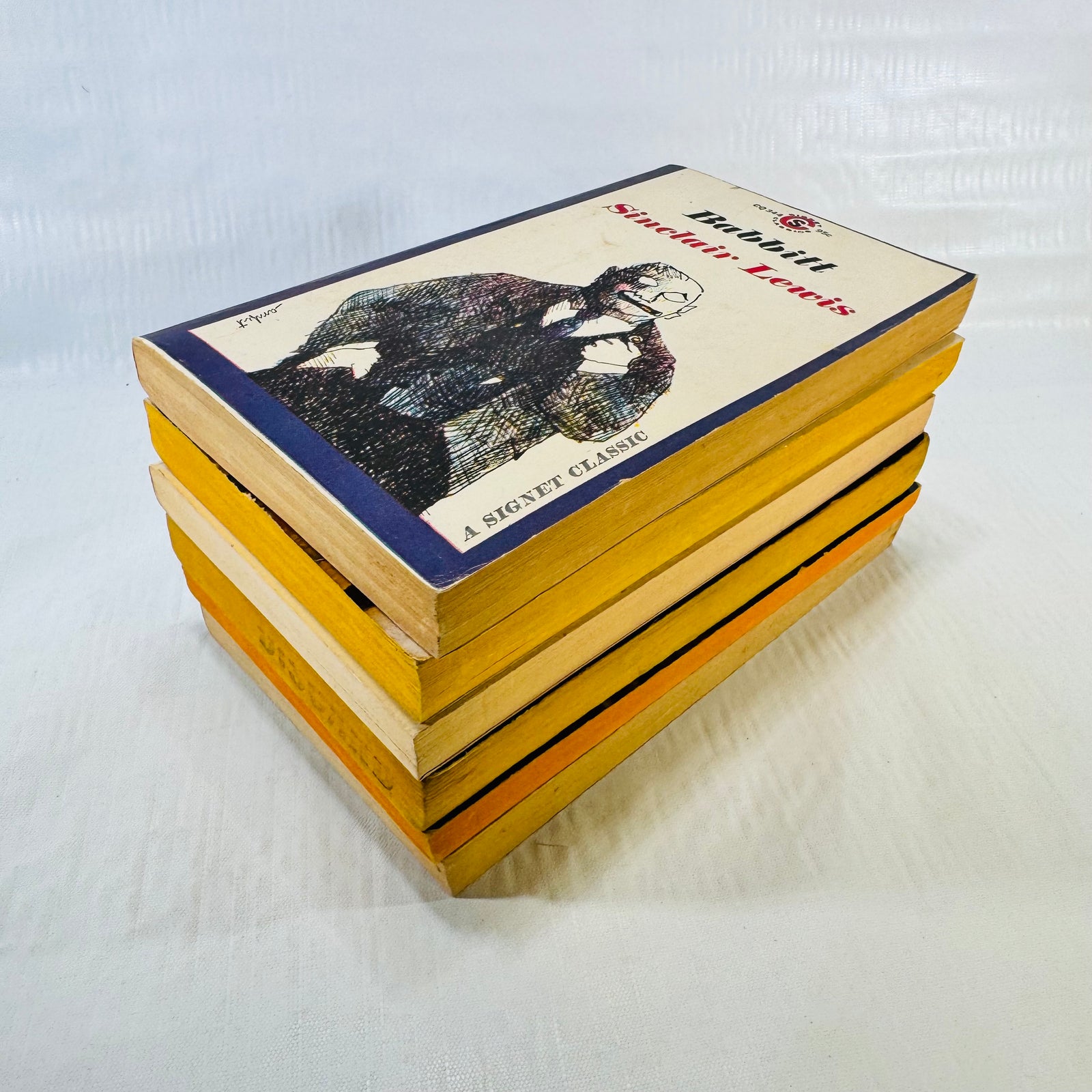 Paperback bundle stacked with page edges