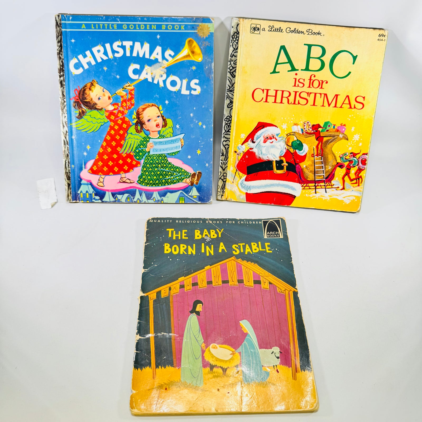 ABC for Christmas Golden Press, The Baby Born in a Stable 1965 Book Lot of 3
