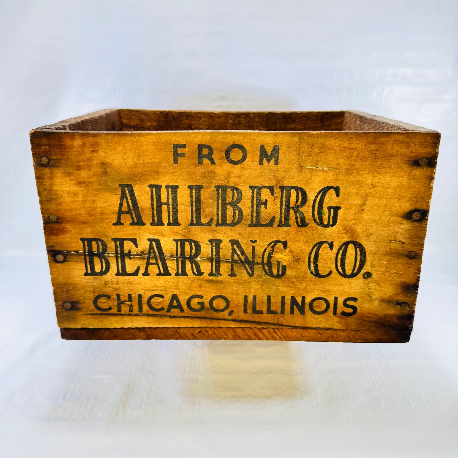 Ahlberg Bearing Co. Wooden Shipping Crate 1920s to 1940s Chicago Industrial Box