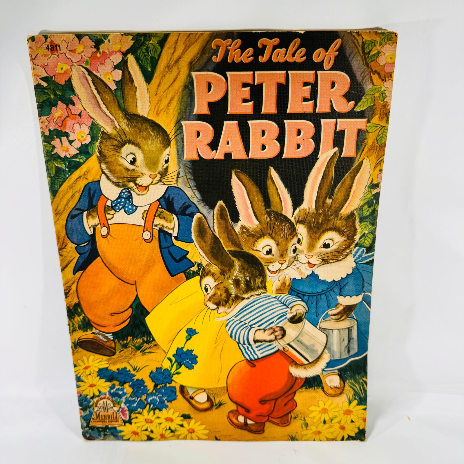 The Tale of Peter Rabbit 1943 Merrill, front cover with Peter and his sisters
