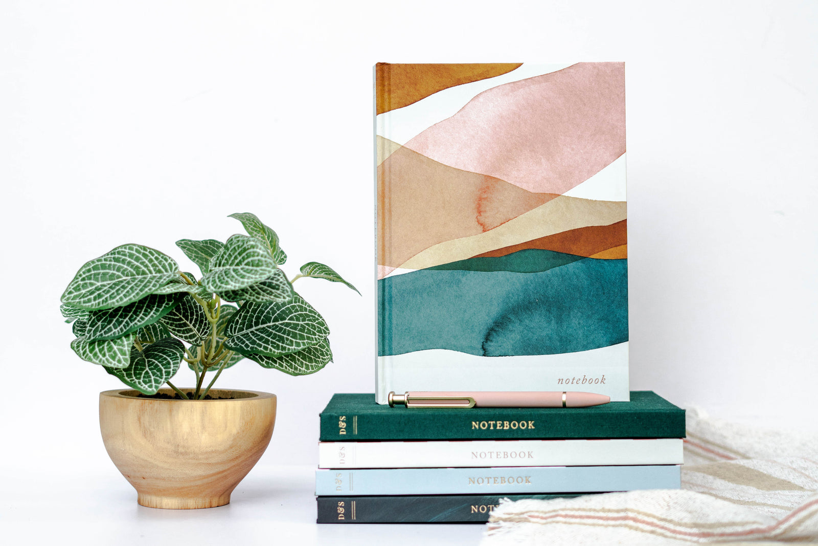 Blank Lined Journal: Emerald Garden Party Checkers June Watercolors Desert Sand| Vintage-Inspired Notebook