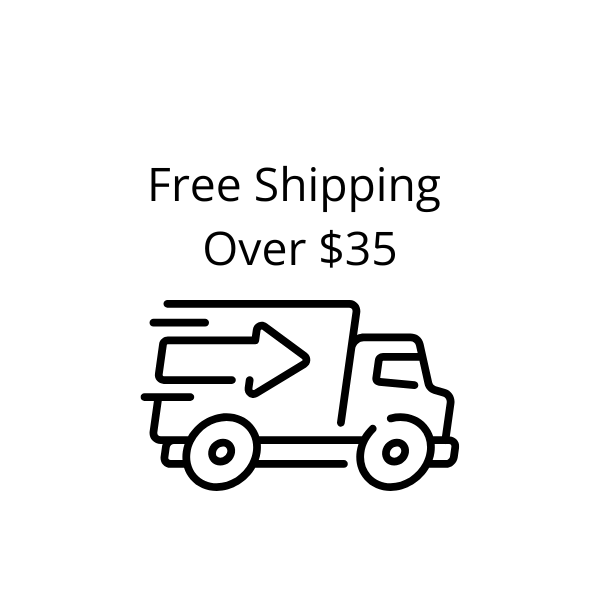 Free shipping icon with text 'Free Shipping Over $35' on a white background
