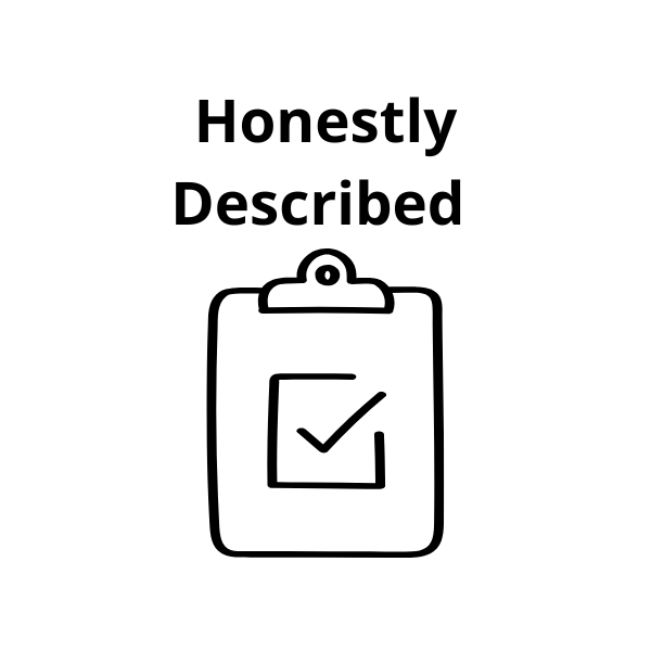 Logo with 'Honestly Described' text and a clipboard icon on a white background