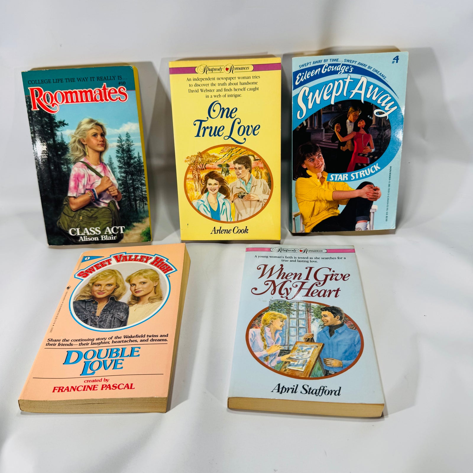 Vintage YA Romance Book Lot — 1980s Teen Paperbacks Bundle of 5 | Sweet Valley High, Rhapsody, Roommates Collection
