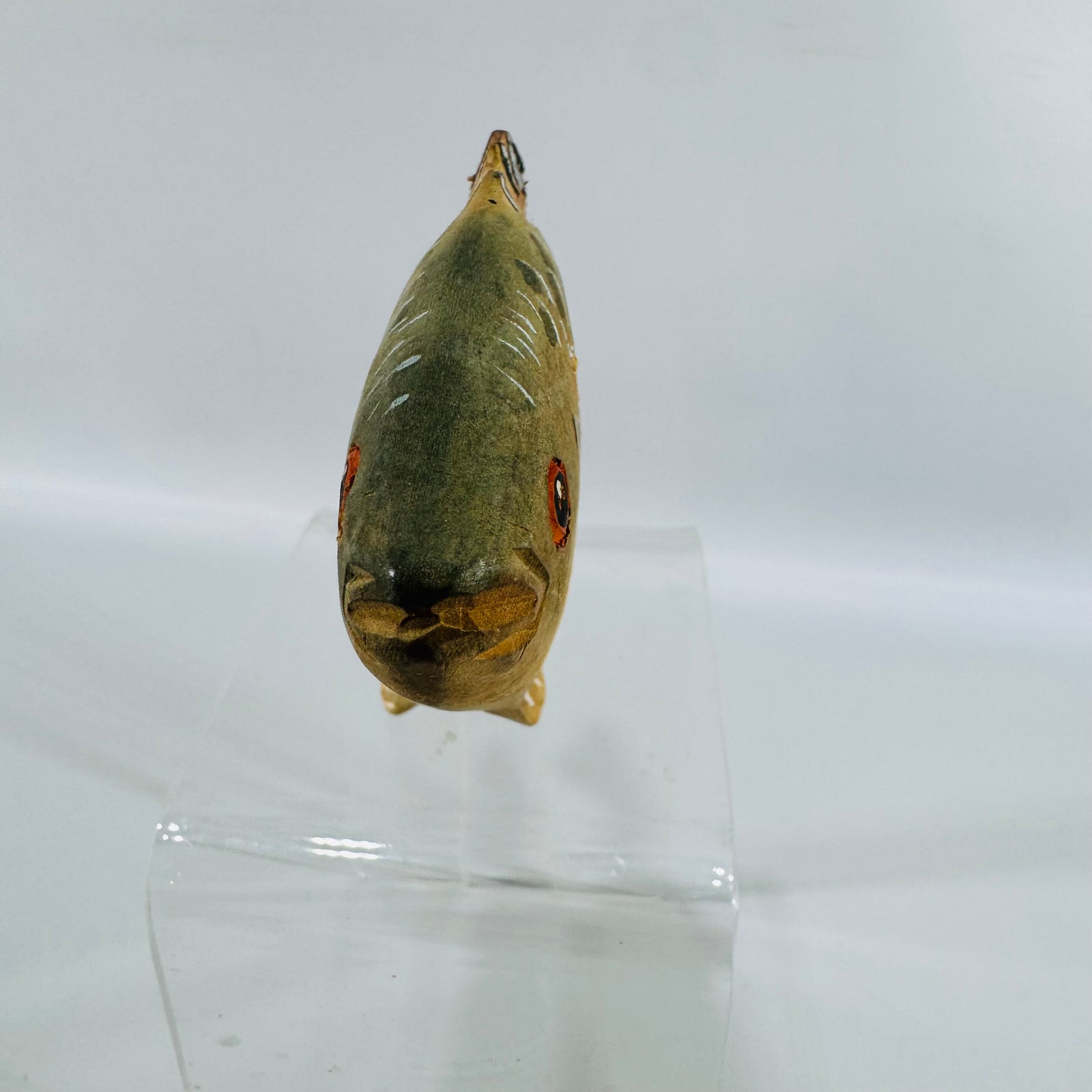 Vintage Hand-Carved Wooden Fish Sculpture – Folk Art, 1980s
