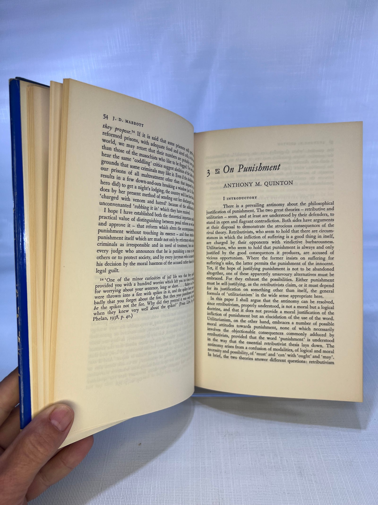 The Philosophy of Punishment a Collection of Papers edited by H.B. Action 1969 Macmillan St. Martin Press,