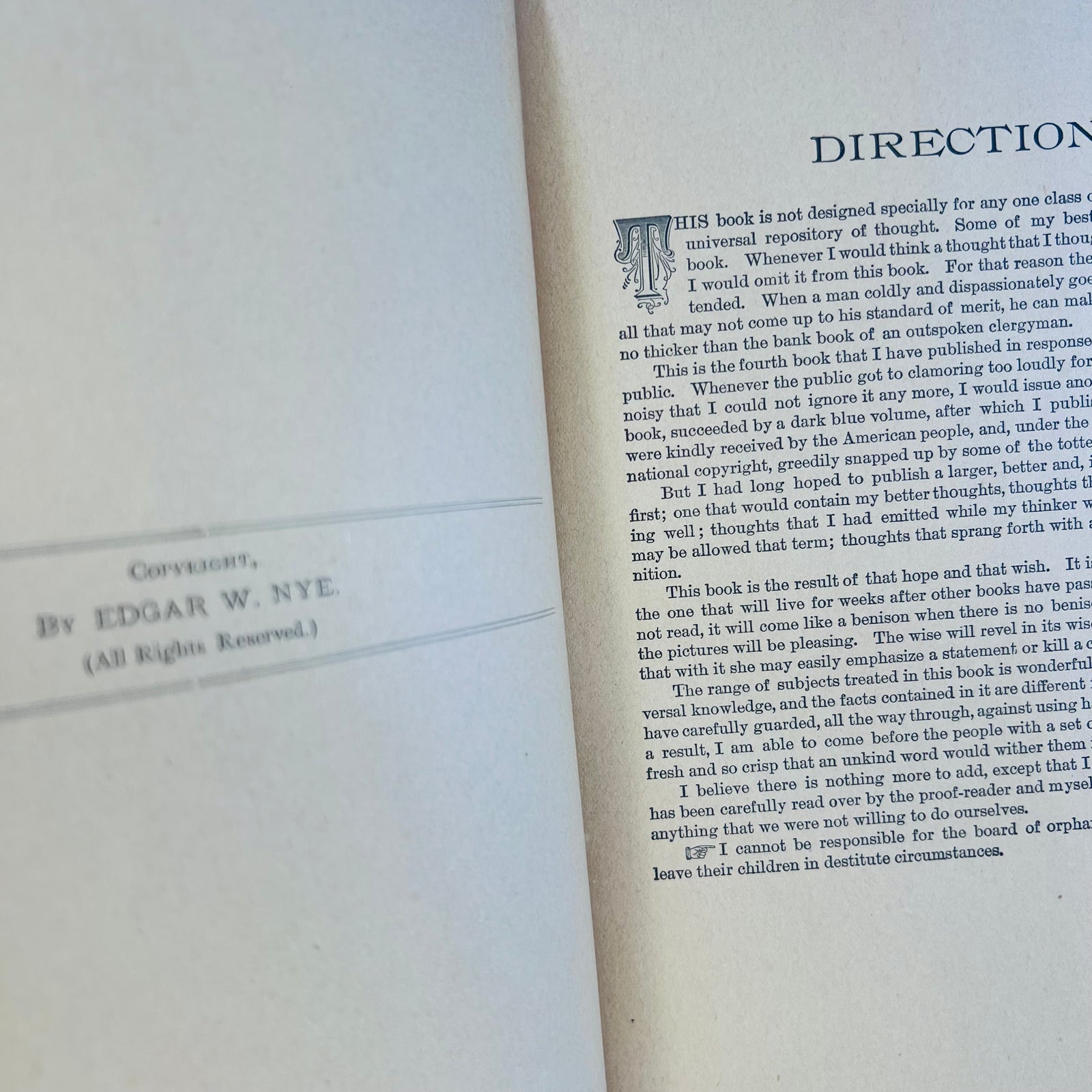 Remarks by Bill Nye (Edgar W. Nye) over 150 Illustrations by J.H. Smith F.T. Neely
