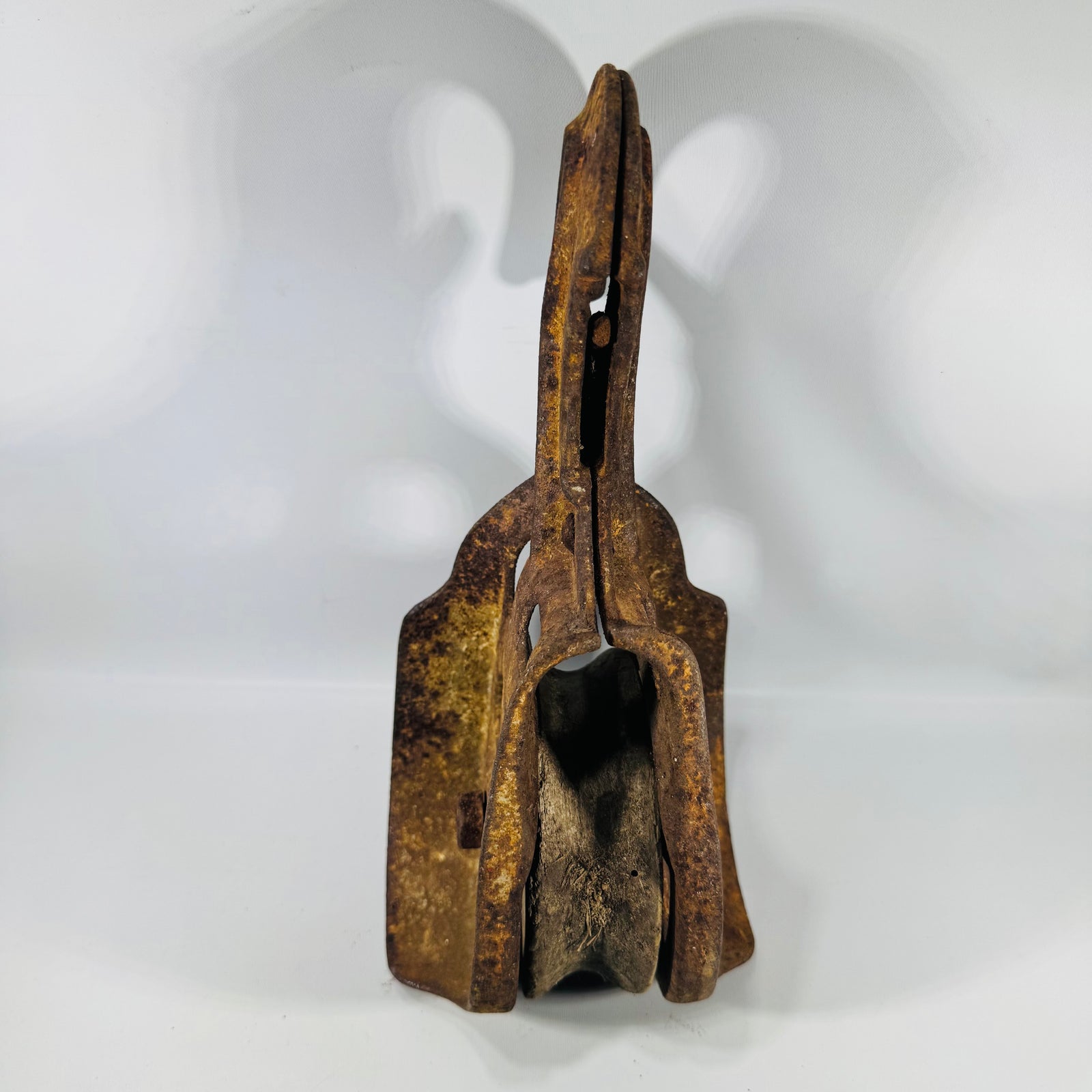 Vintage Cast Iron Barn Pulley with Hook — Rustic Farmhouse Industrial Decor, Heavy Spoked Wheel, Early 20th Century