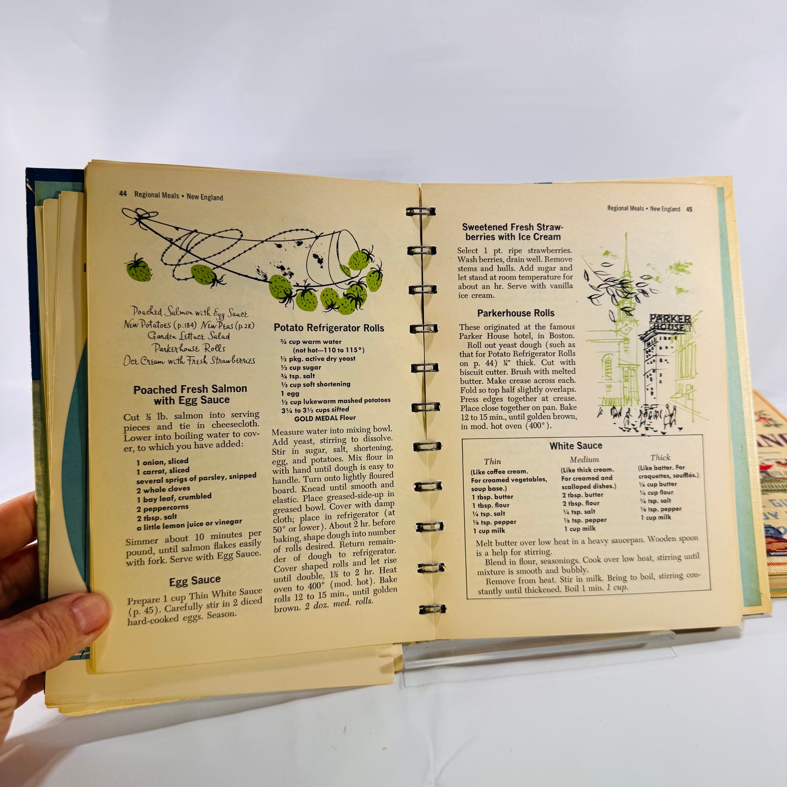 Two Betty Crocker Vintage Cookbooks (Dinner for Two & Easy Entertaining) 1958–1959, Hardcover, Spiral Bound