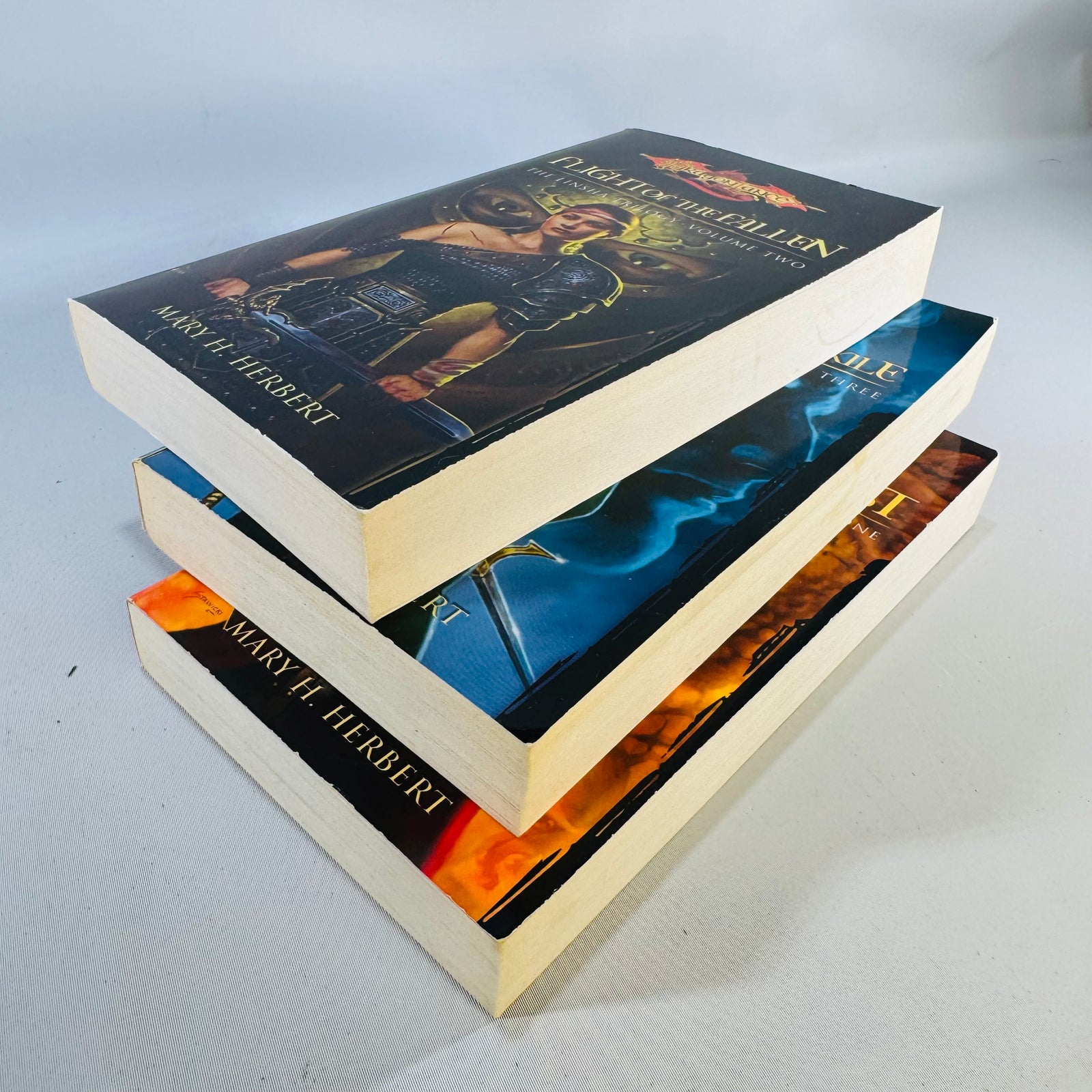 Dragonlance Linsha Trilogy Bundle Mary H Herbert Paperback Set City of the Lost Flight Fallen Return Exile