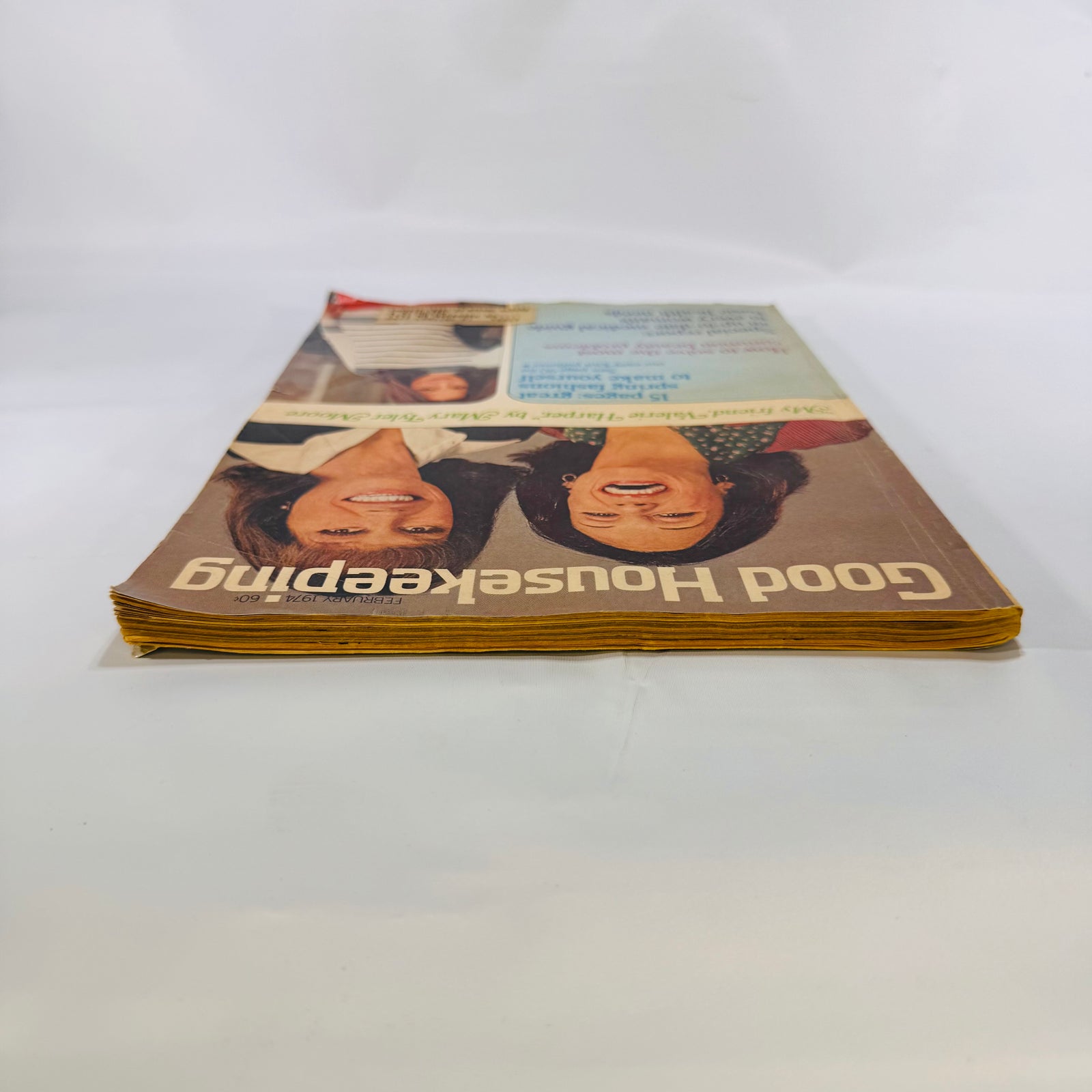 Good Housekeeping February 1974 lying flat, top edge view