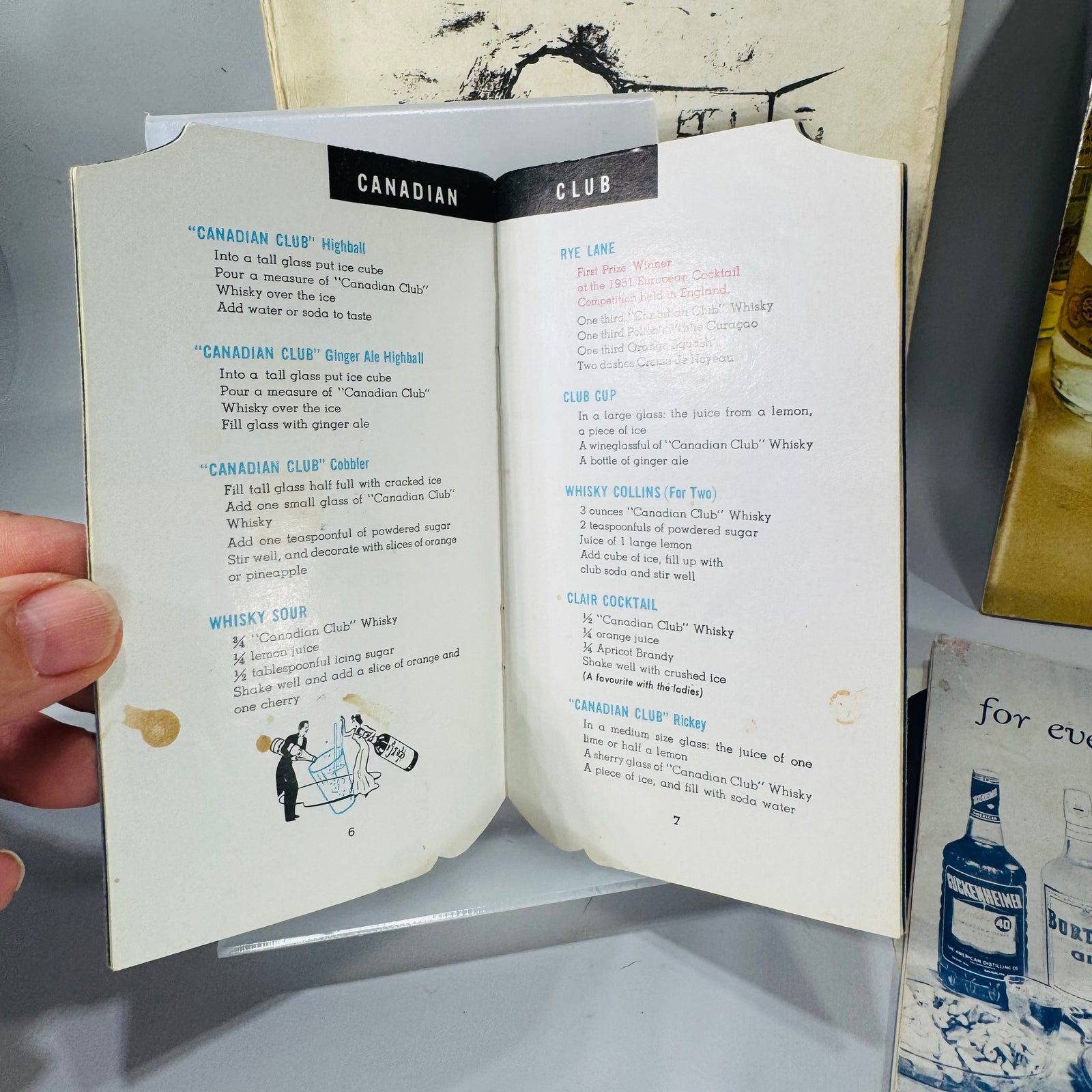 Vintage Cocktail Booklet Bundle+ Rathskeller Bar Song Book (Bacardi • Schenley • American Distilling • Hiram Walker • Galliano | 1950s Ephemera)
