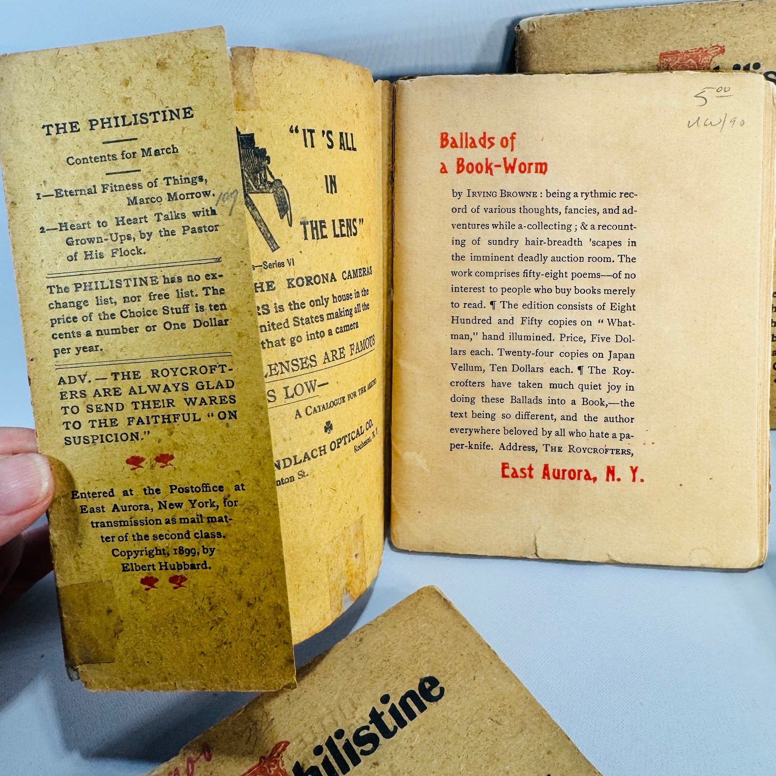 Antique Roycroft Little Magazine Bundle — The Philistine A Periodical of Protest (1899–1902) — Elbert Hubbard | 5 Issue Lot, Literary Satire & Social Commentary