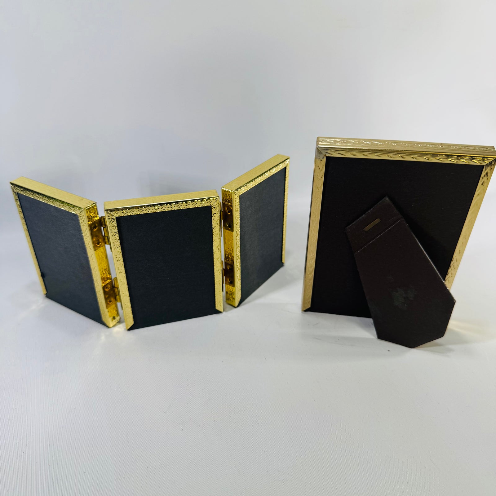Vintage Gold Picture Frame Bundle, Empress Triple Folding Wallet Photo Frame and Single Tabletop Frame