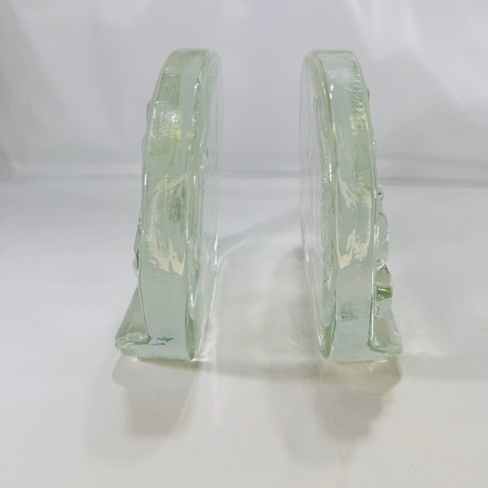 Blenko Glass Sailing Ship Bookends Clear Glass 1970s Blenko Glass Company Mid-Century Design