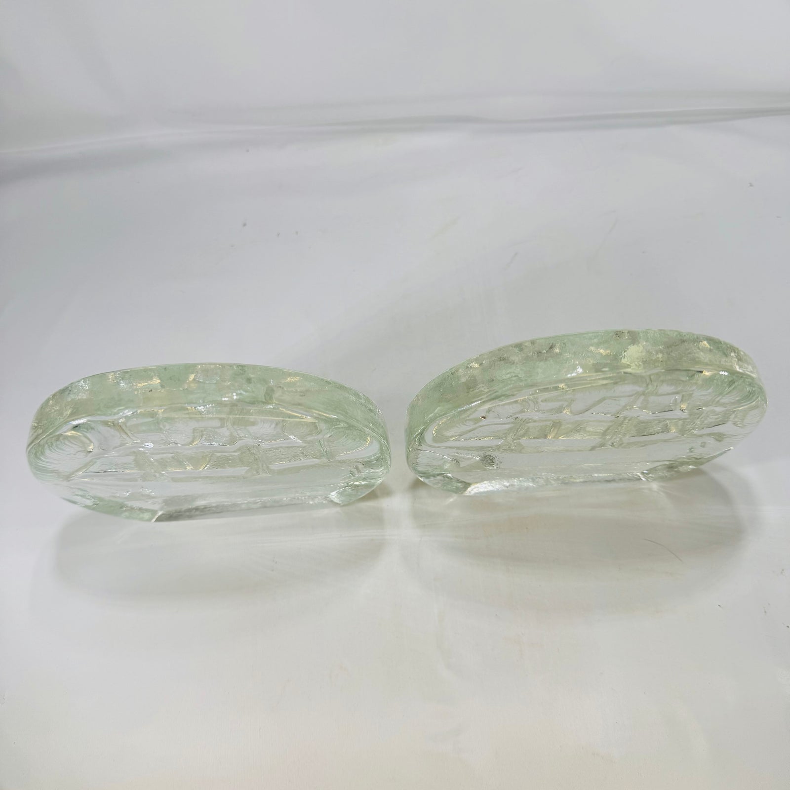 Blenko Glass Sailing Ship Bookends Clear Glass 1970s Blenko Glass Company Mid-Century Design