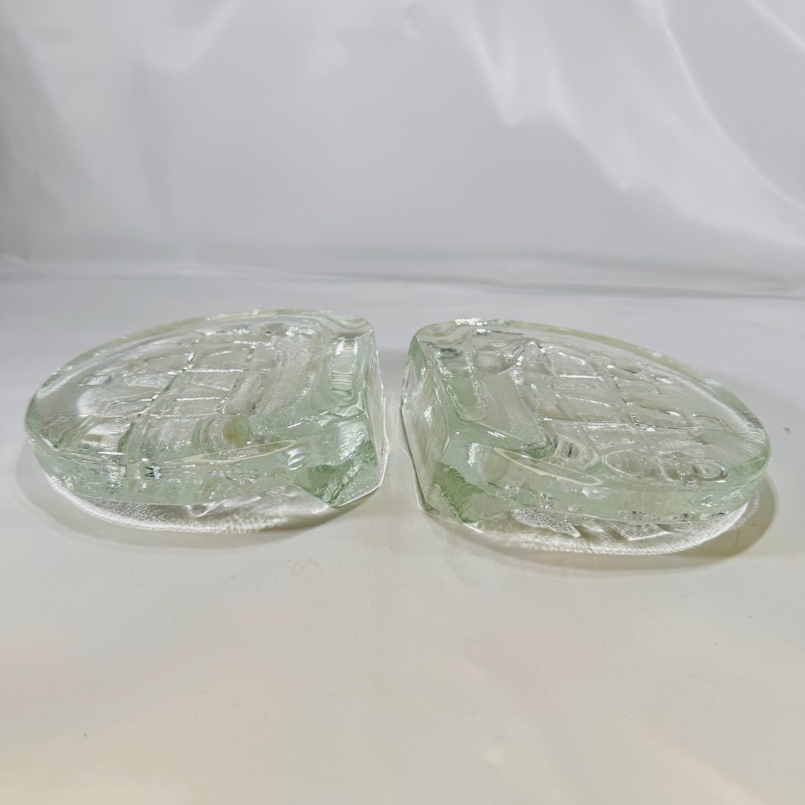 Blenko Glass Sailing Ship Bookends Clear Glass 1970s Blenko Glass Company Mid-Century Design