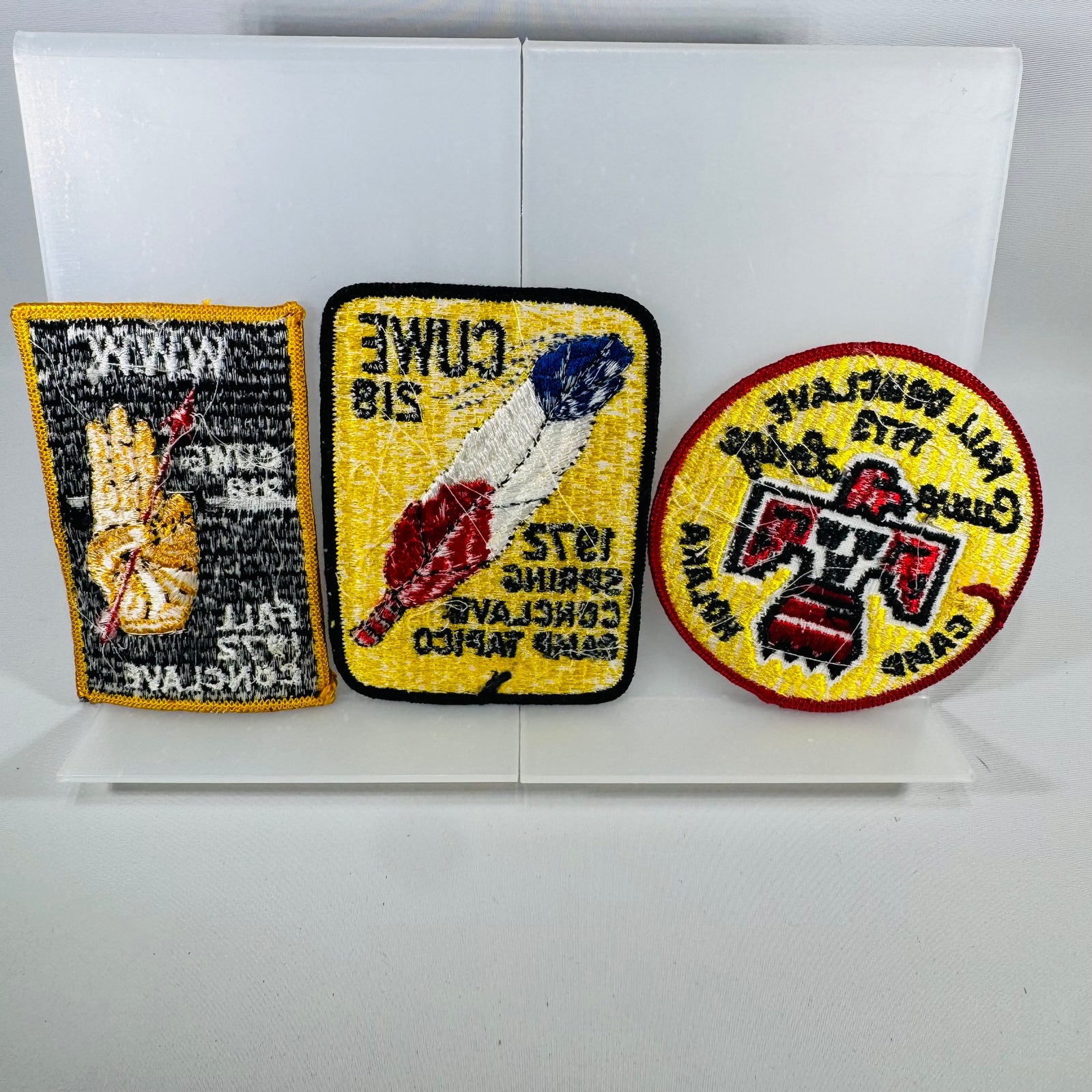 Vintage CUWE 218 Conclave Patch Lot (3) – 1972 Spring & Fall + 1973 Fall Conclave Cuivre Lodge Camp Holaka