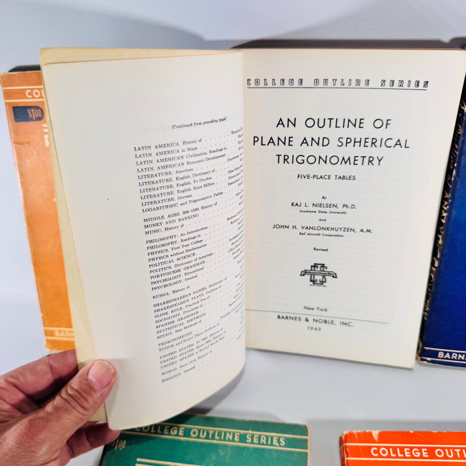 1940s Mathematics Textbook Bundle 5 Barnes & Noble College Outline Series Books Algebra Calculus Geometry Trigonometry