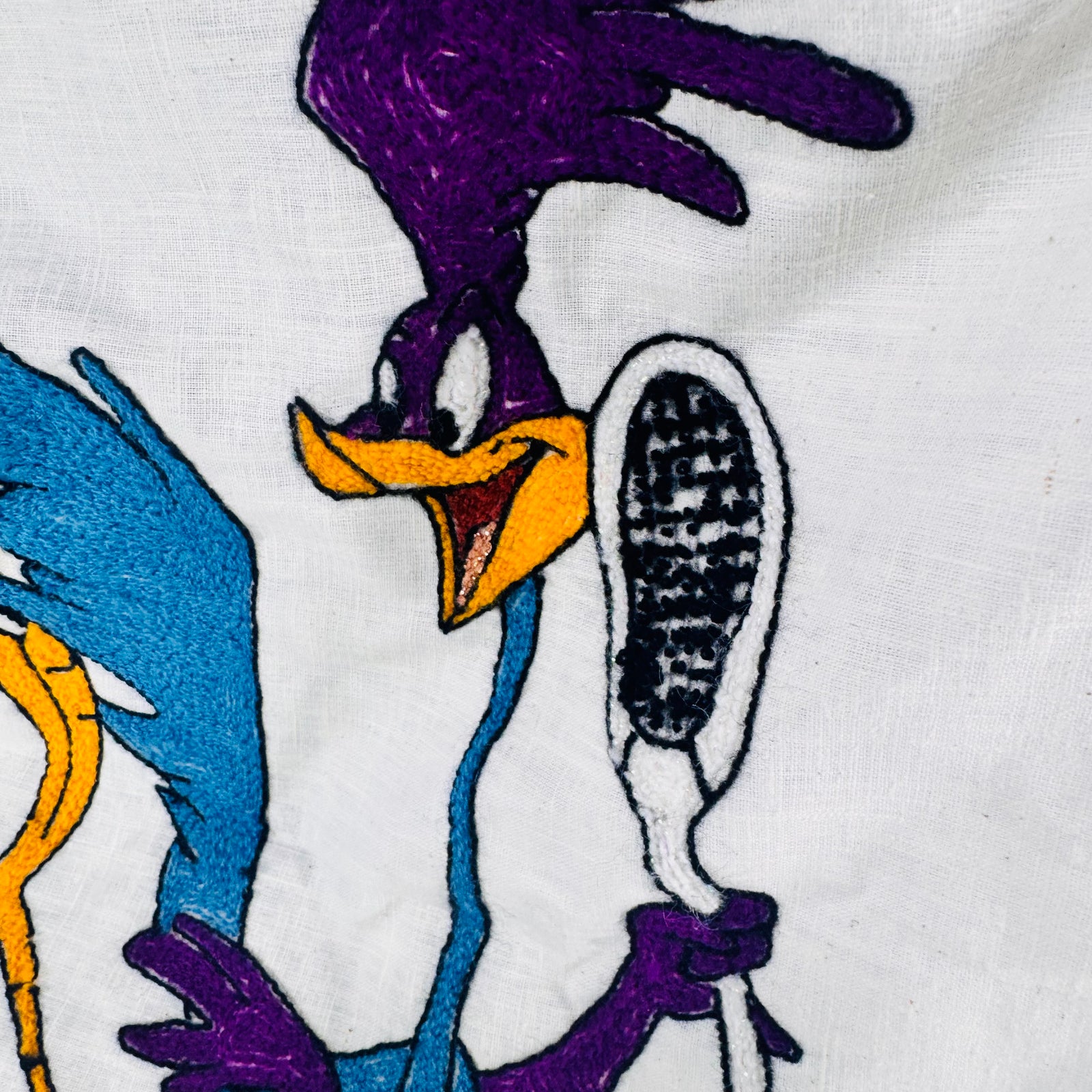 Vintage Road Runner Tennis Chenille Wall Hanging Looney Tunes Fabric Panel