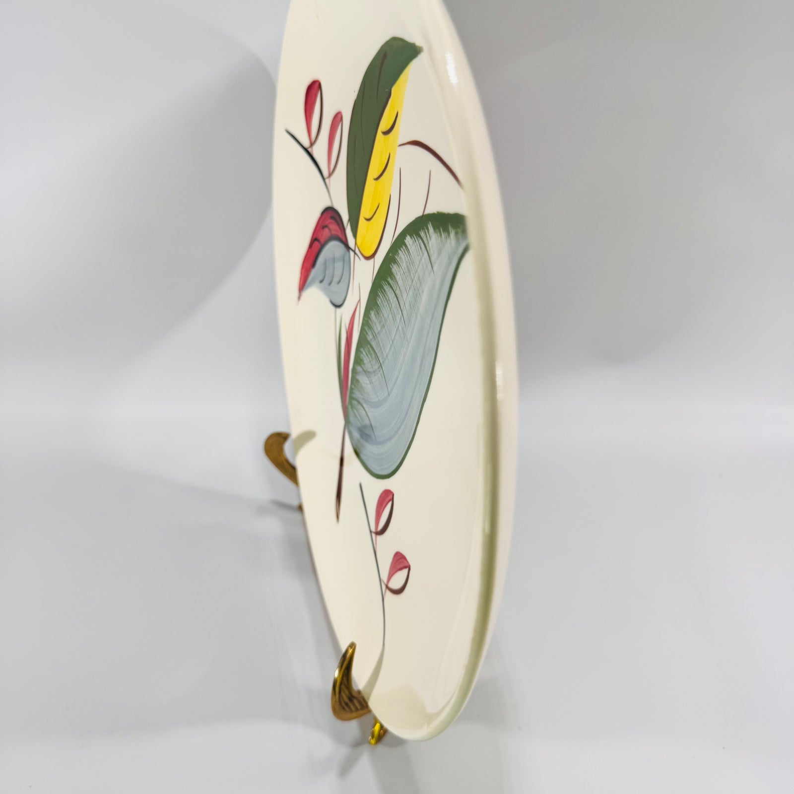 Blue Ridge Fantasia Dinner Plate Hand Painted Southern Potteries Mid Century Leaf Pattern
