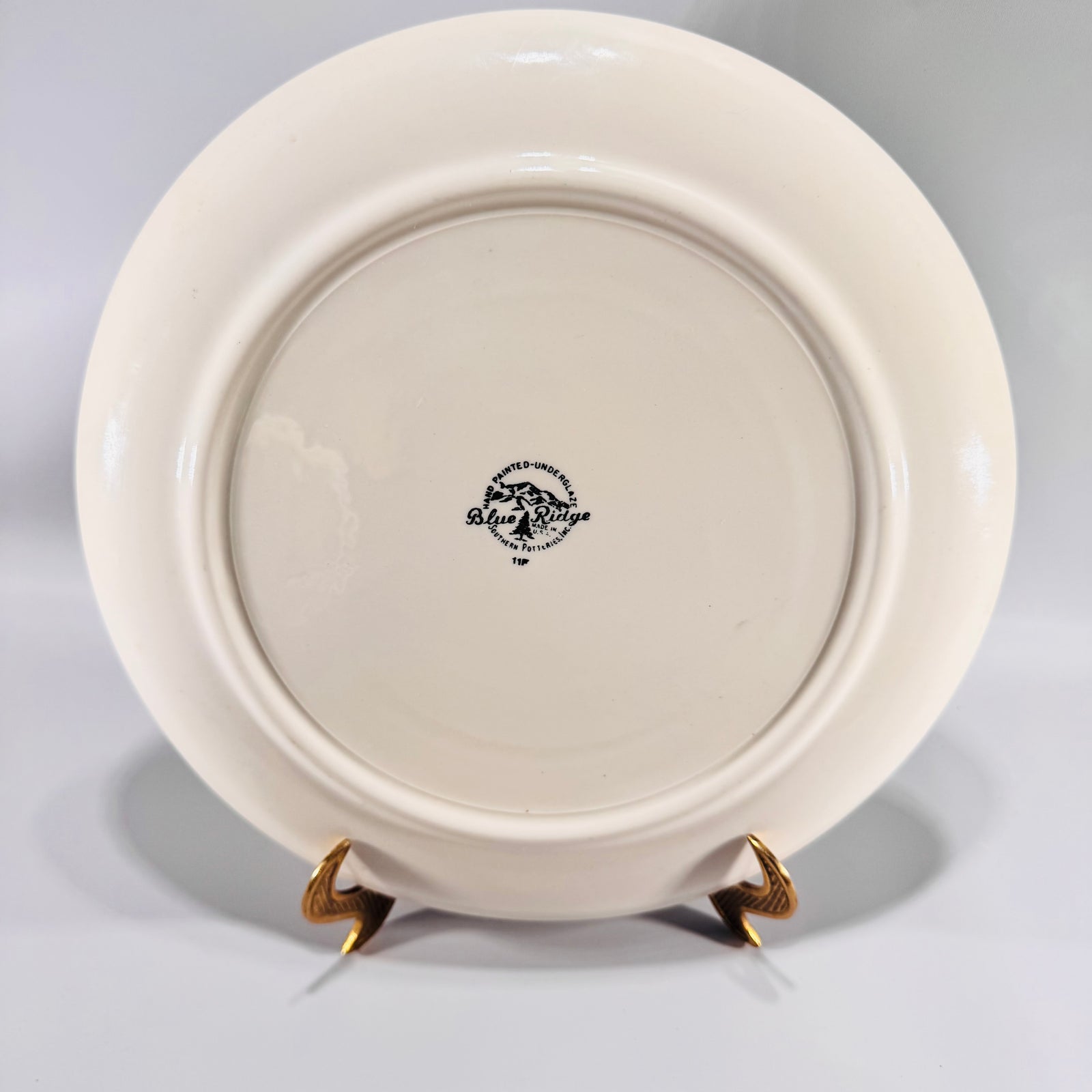 Blue Ridge Fantasia Dinner Plate Hand Painted Southern Potteries Mid Century Leaf Pattern