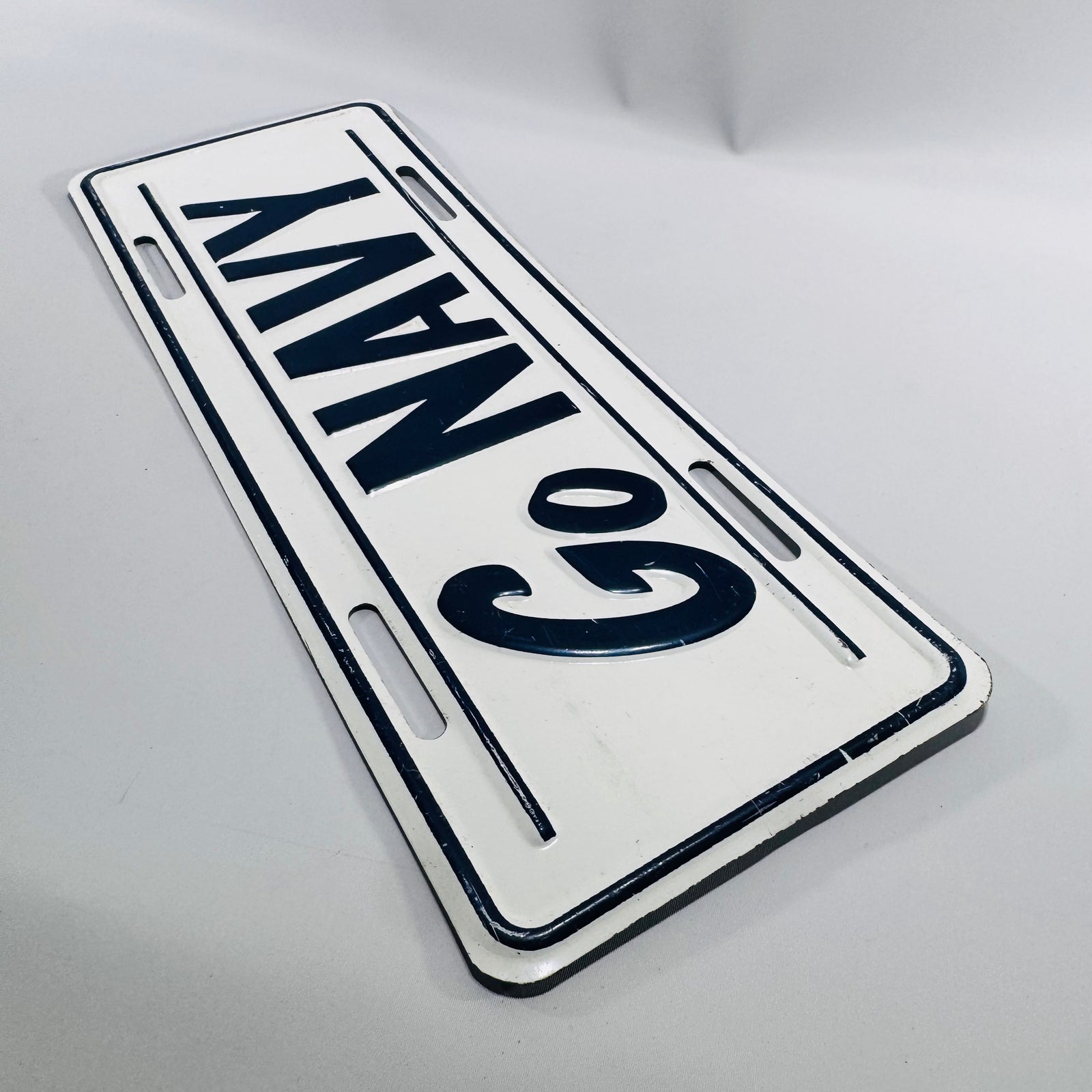 Vintage Go Navy Booster License Plate Embossed Metal Military Display Sign