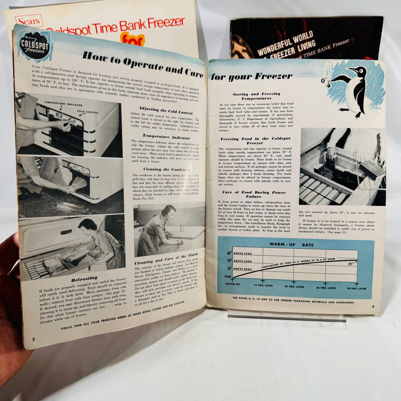 How to Operate and Care for your Freezer pages with a chart, Sears Coldspot
