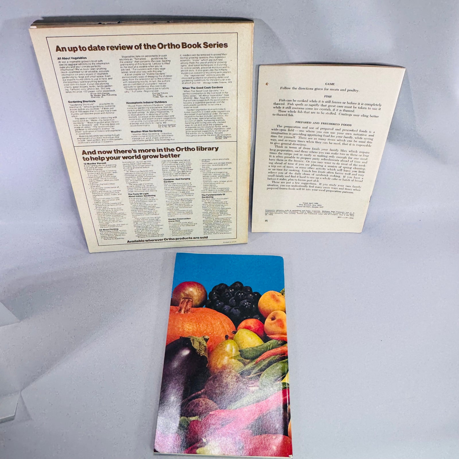 Vintage Home Canning Book Bundle Ball Blue Book No. 29 Ortho All About Pickling & Michigan Freezing Foods