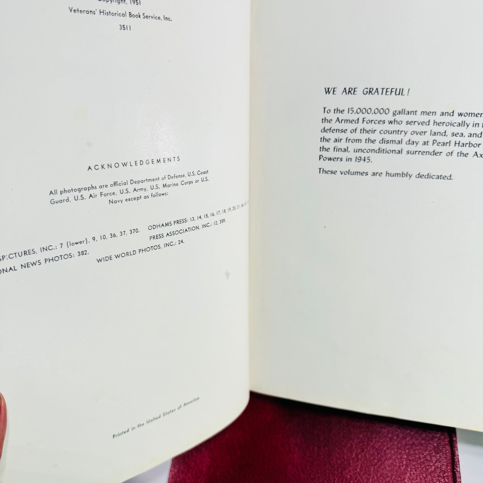 Veterans of Foreign Wars Memorial Edition History Book Set WWII Vol. I & II Korean War 1951