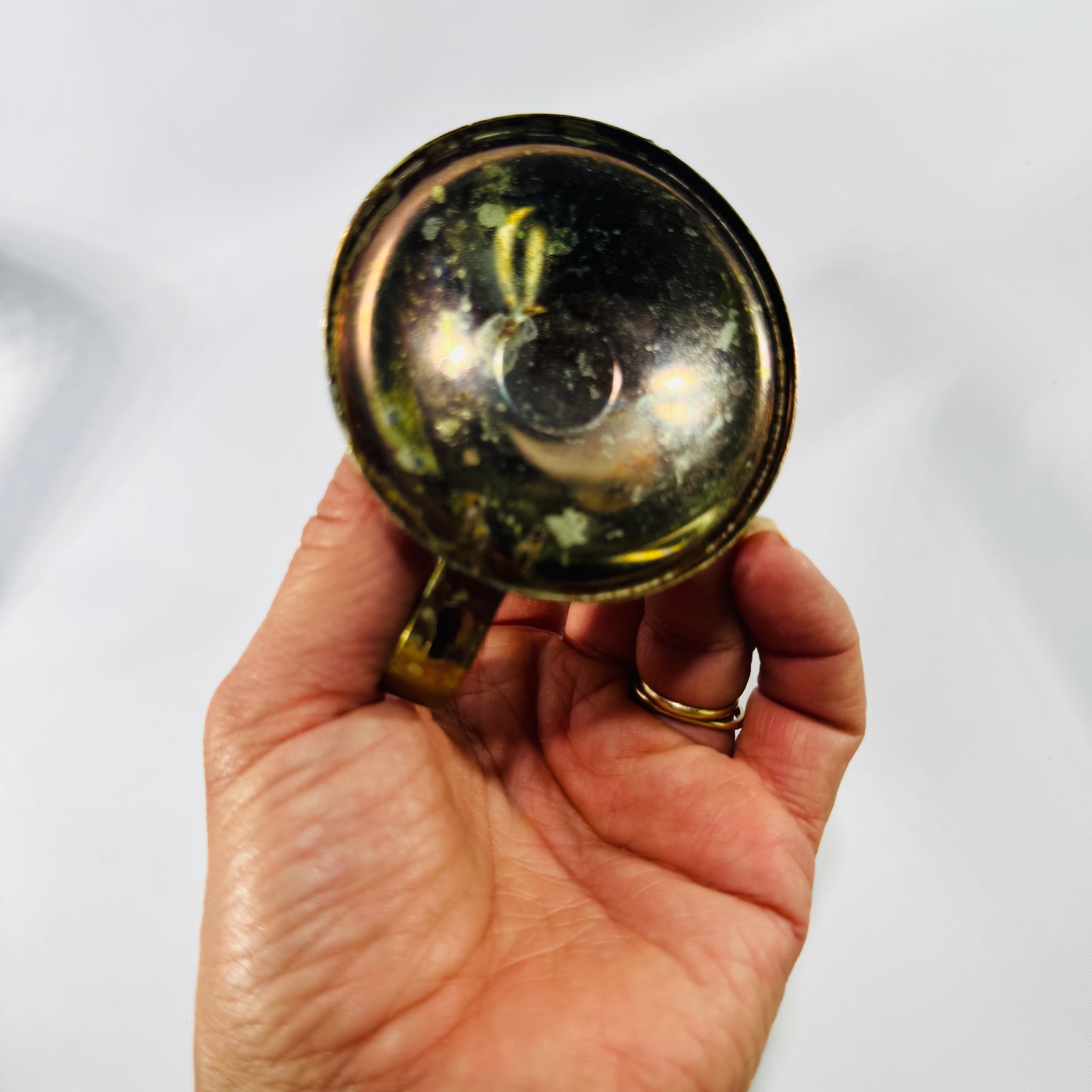 Vintage Miniature Brass Finger Oil Lamp Hong Kong Gimbaled Nautical Lamp with Glass Chimney