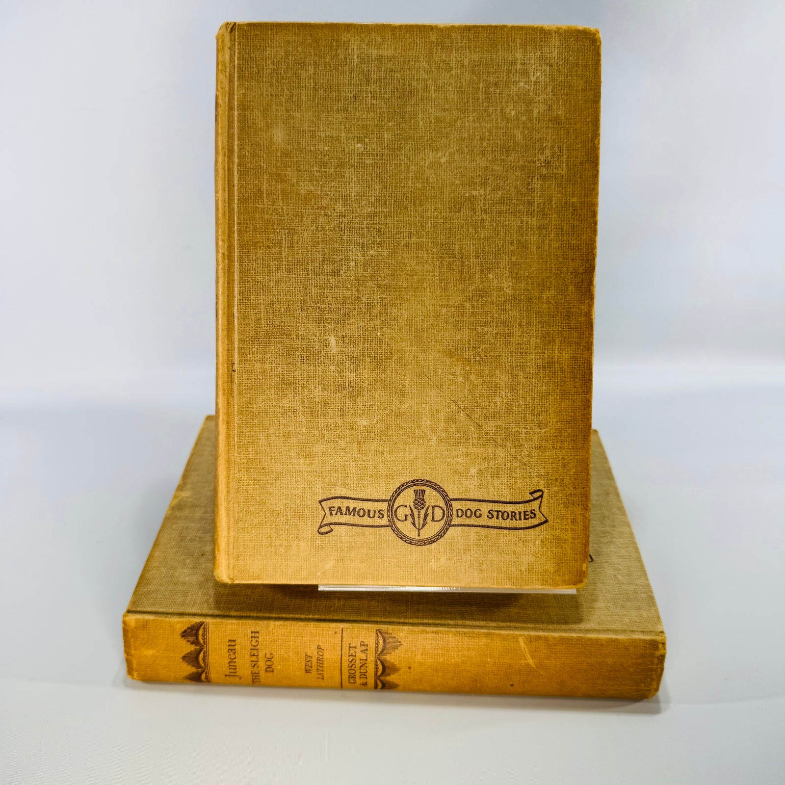 Vintage Animal Adventure Fiction Hardcover Bundle — Baree: Son of Kazan + Juneau: The Sleigh Dog (1917/1942) — Curwood & Lathrop | Illustrated Dog Stories, Vintage Animal Adventure Fiction