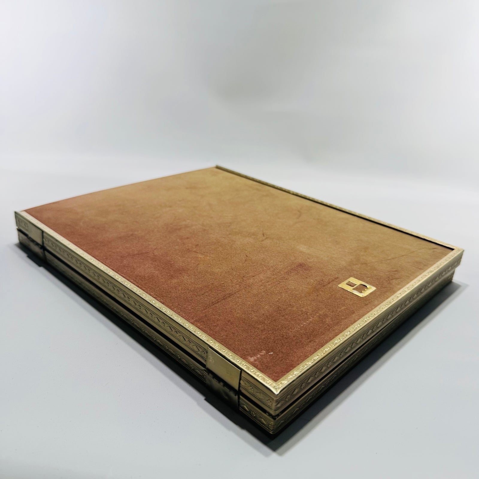 Vintage Hinged Double 8x10 Picture Frame (Glass Front) – Gold-Tone Metal Bi-Fold Tabletop Frame – Holds Two Photos