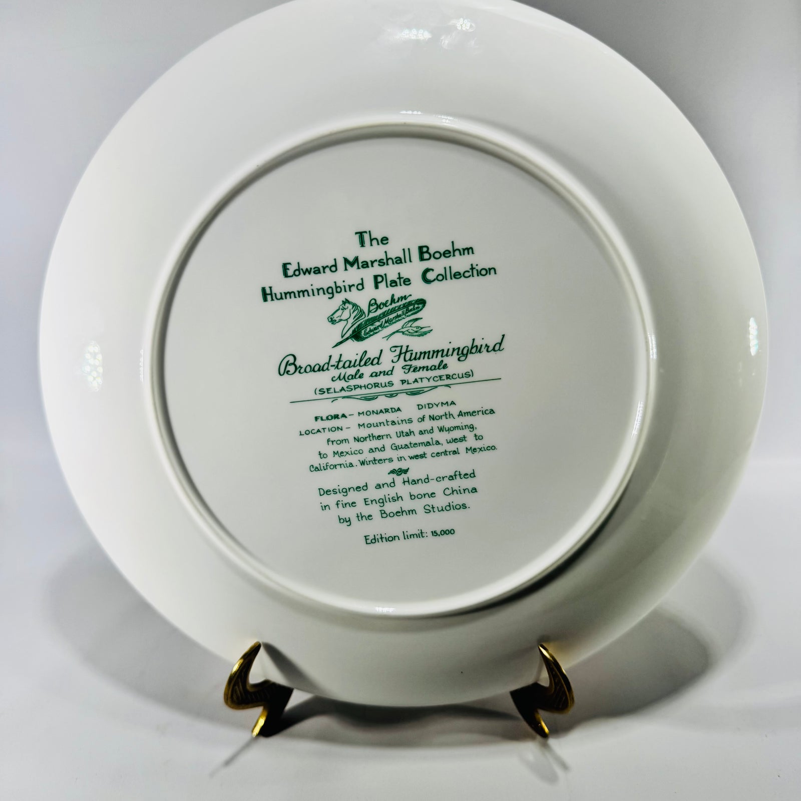 Edward Marshall Boehm Broad-tailed Hummingbird Collector Plate, Fine English Bone China, Vintage Bird Wall Decor, 11 Inch Plate