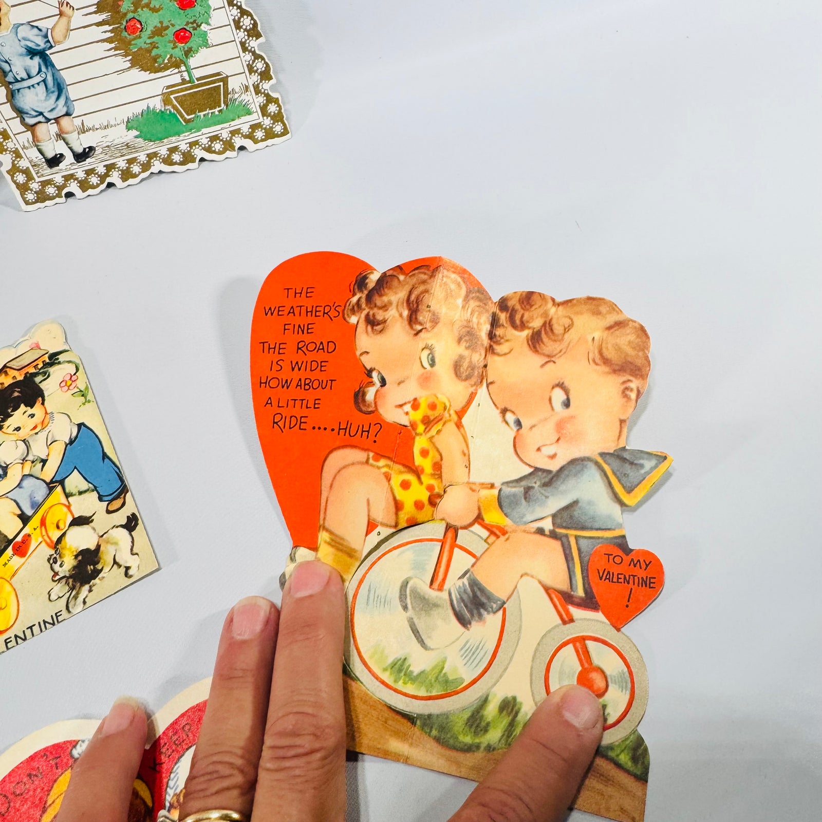 Vintage 1950s Die Cut Valentine Card Lot of 6, Whitney & American Greetings School Valentines, Mid Century Paper Ephemera