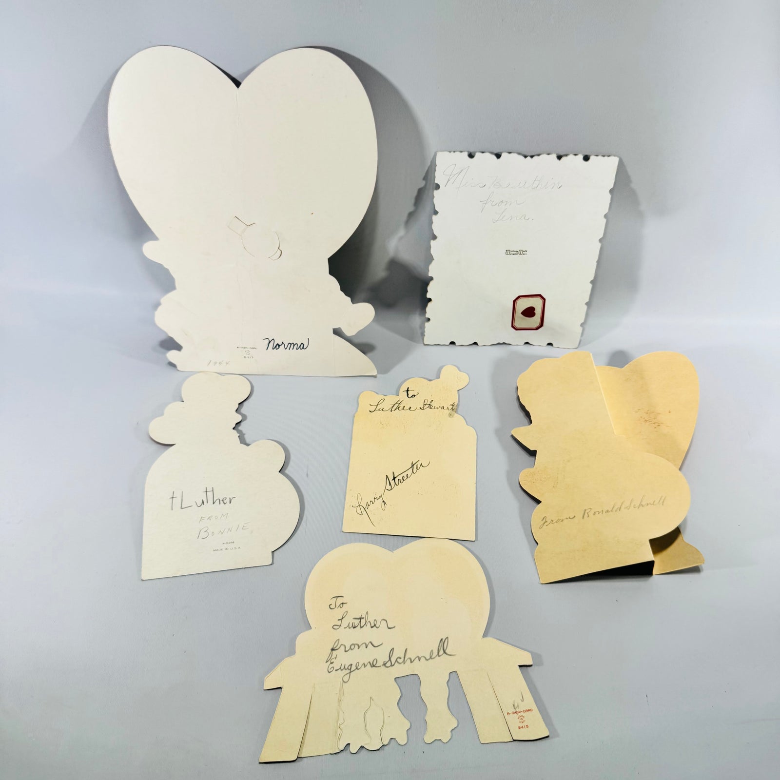 Vintage 1950s Die Cut Valentine Card Lot of 6, Whitney & American Greetings School Valentines, Mid Century Paper Ephemera