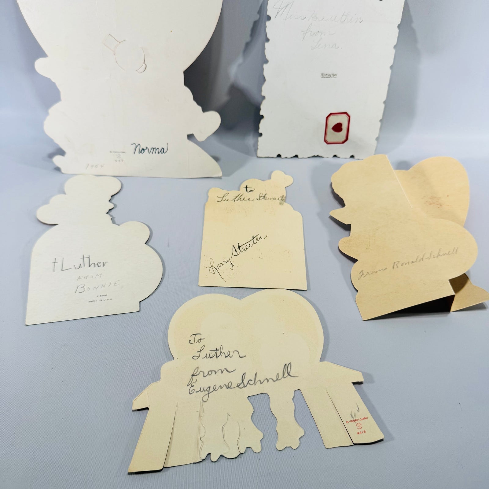 Vintage 1950s Die Cut Valentine Card Lot of 6, Whitney & American Greetings School Valentines, Mid Century Paper Ephemera