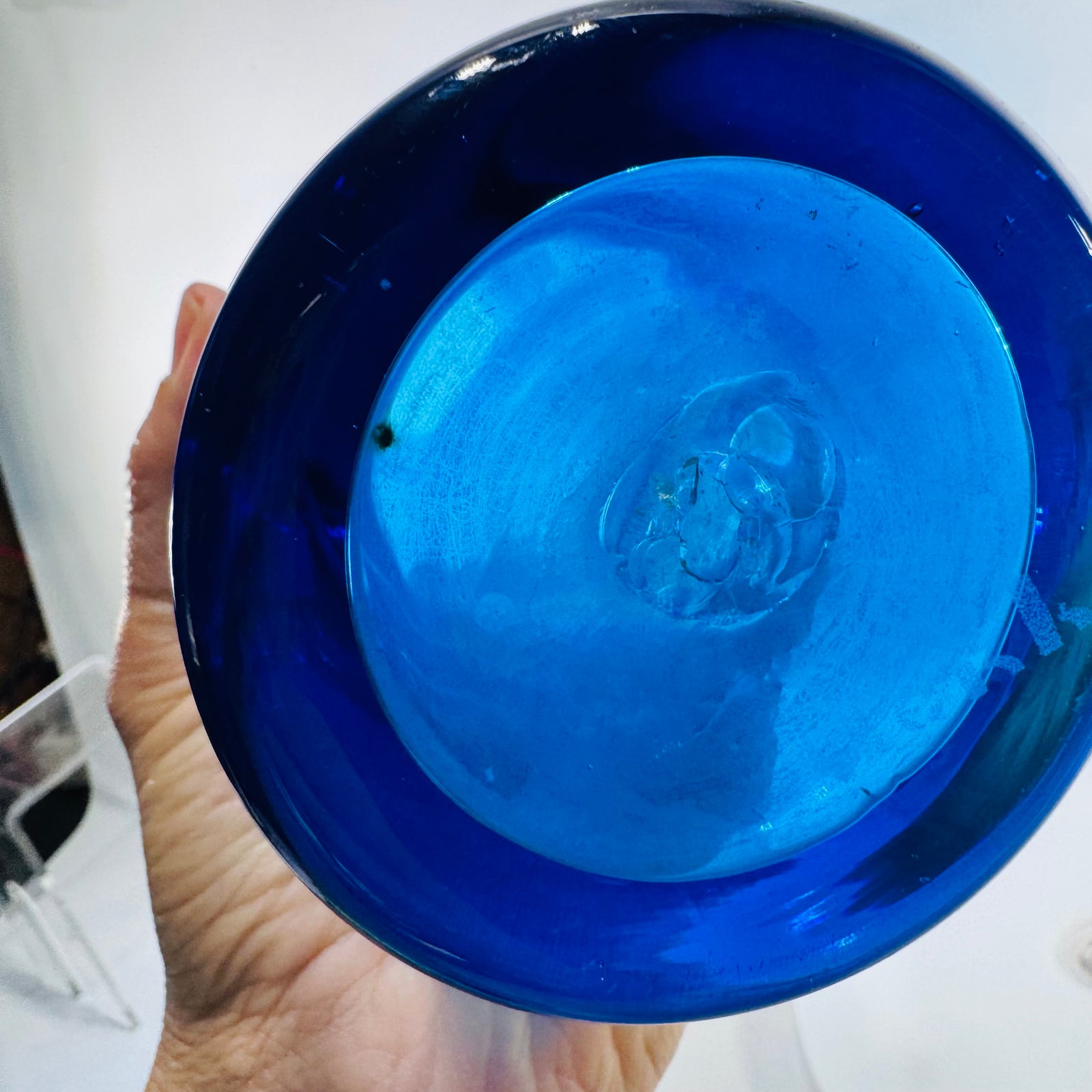 Blenko Hand-Blown Cobalt Blue Art Glass Pitcher (10” x 6”) | Mid-Century Modern