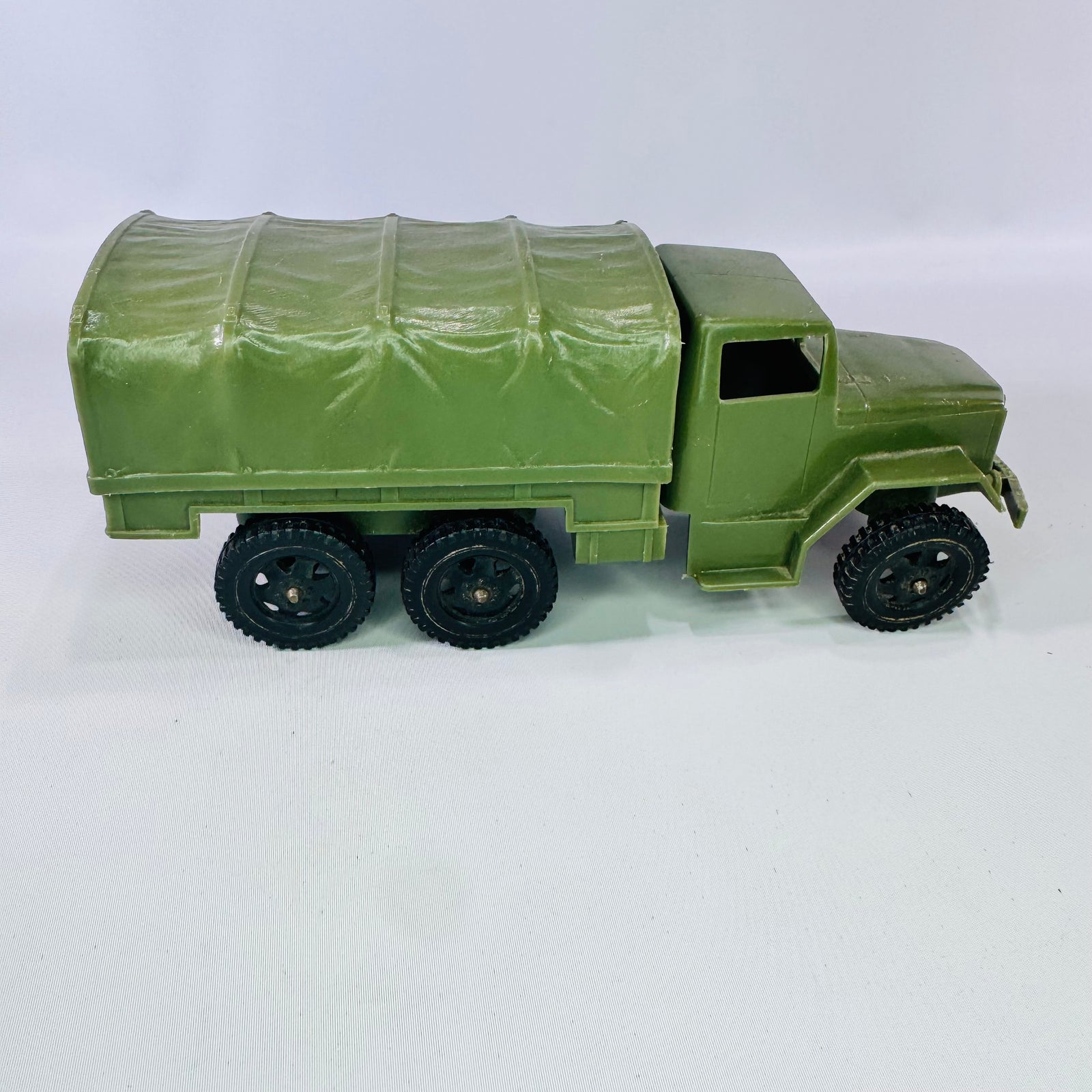 Vintage Tim Mee M35 Deuce and a Half Cargo Truck Olive Green Plastic Military Toy 8 Inch Army Vehicle