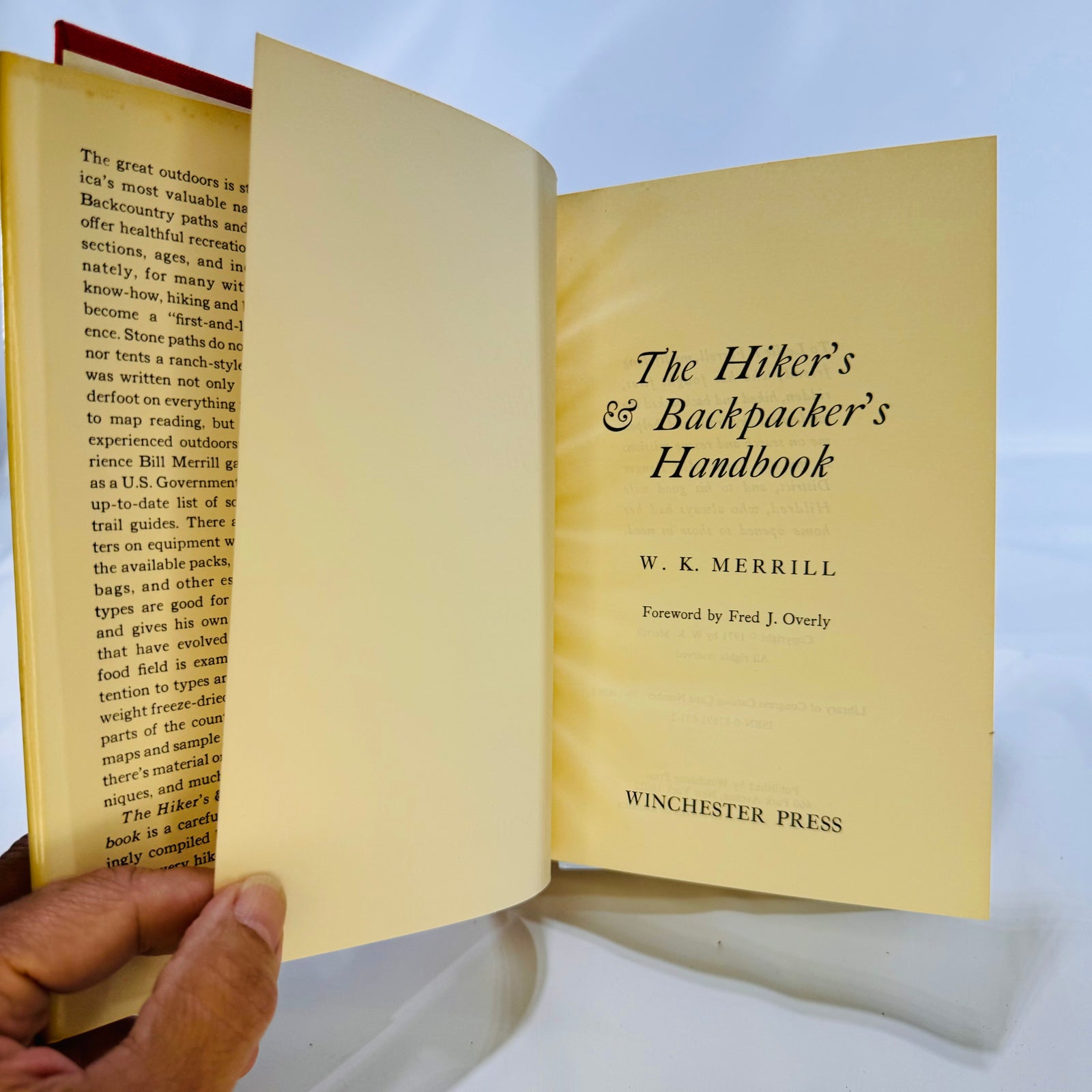 The Hiker's & Backpackers Handbook by W. K Merrill 1971 Winchester Press