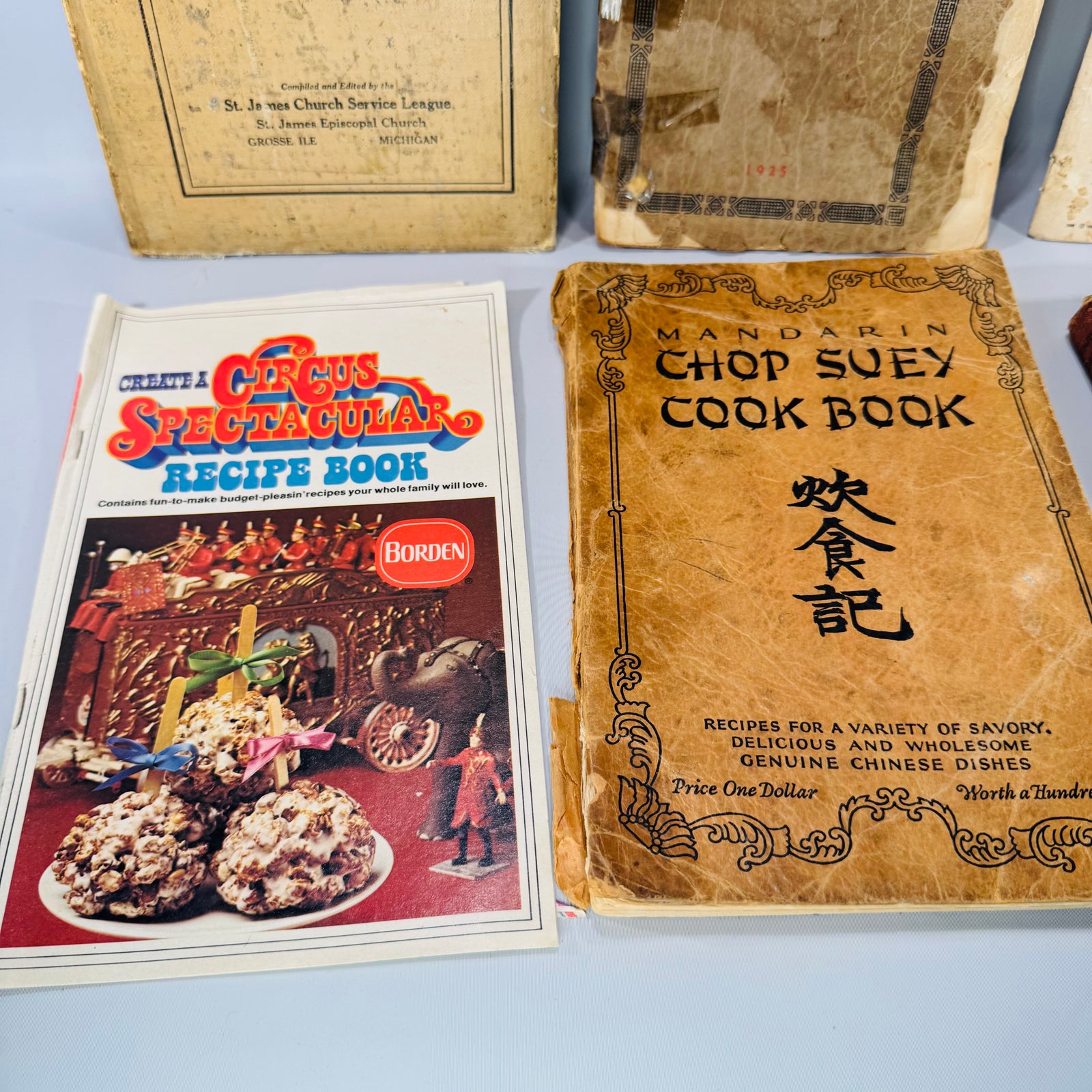 Vintage Cookbooks Bundle — Community + Brand Recipe Books (1925–1976) — Lutheran Club 1925 + Mandarin Chop Suey 1928 + Rumford 1939 | Ephemera Lot, Vintage Cookbooks