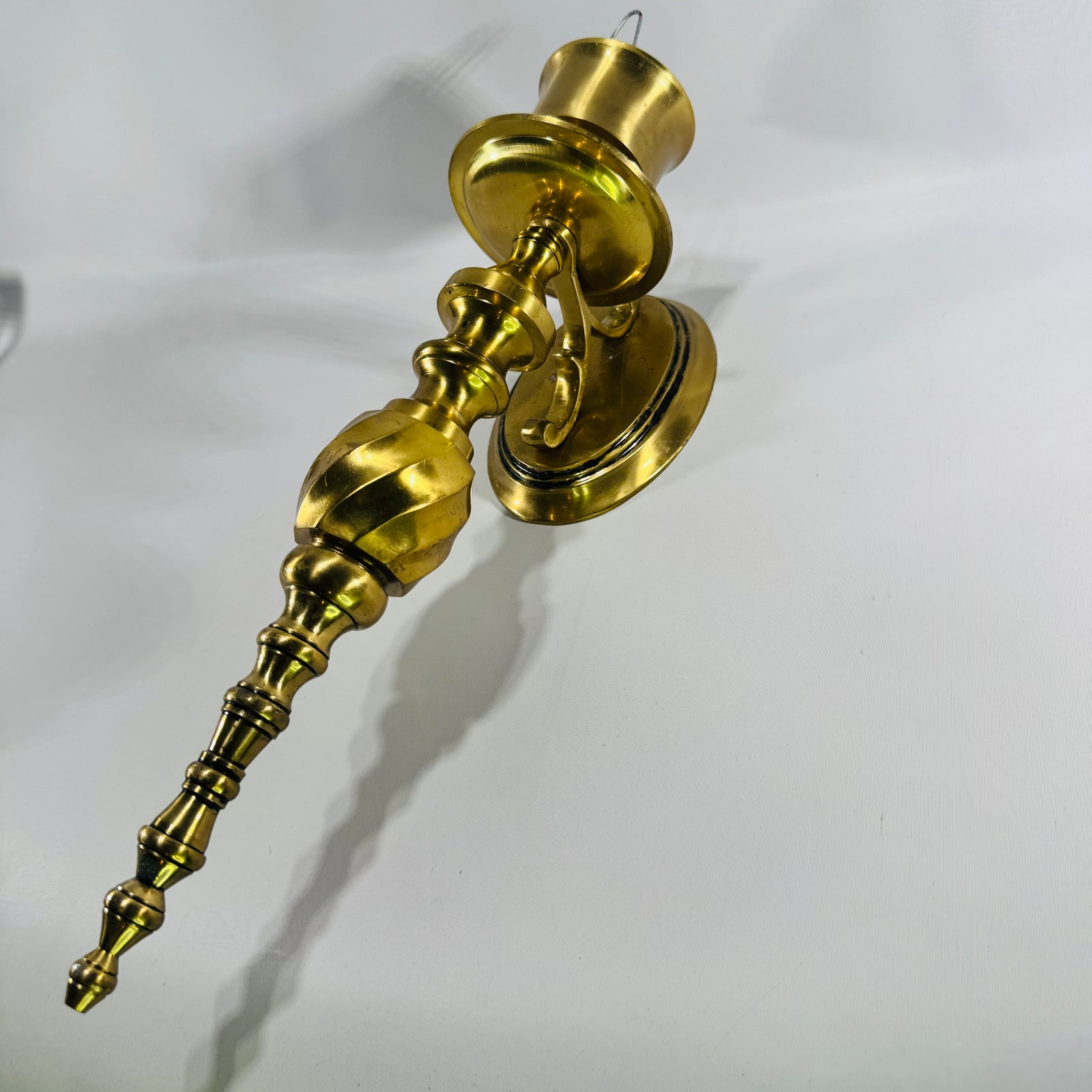 Vintage Gatco Solid Brass Wall Candle Sconce Made in India Hollywood Regency 12 Inch Taper Holder