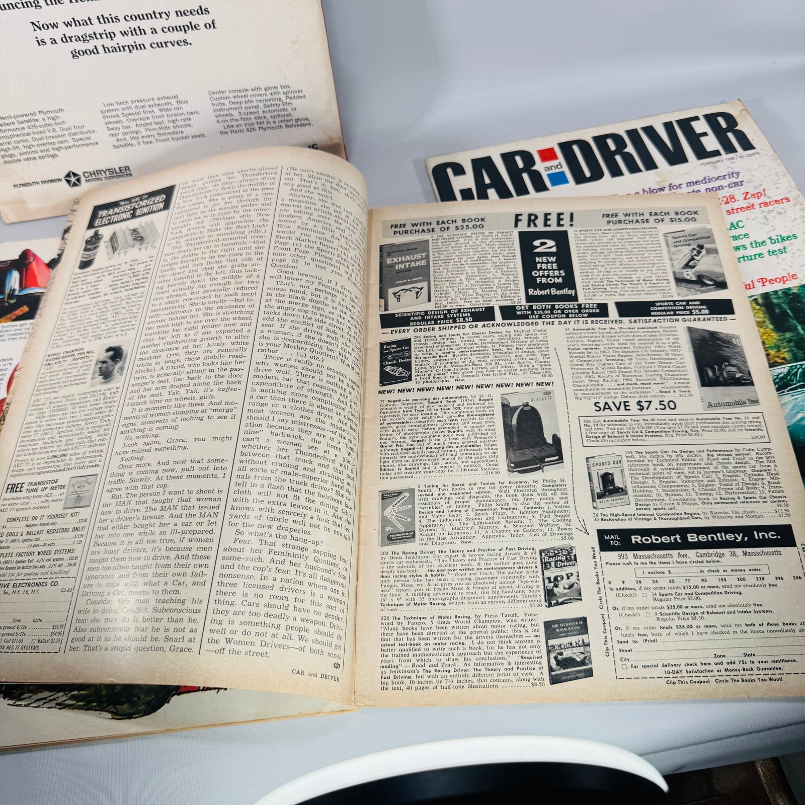 Vintage Car and Driver Magazine Bundle (4 Issues) — Aug 1963, Mar 1966, Apr 1966, Feb 1968 | Road Tests, Racing, Period Ads, Automotive Magazine