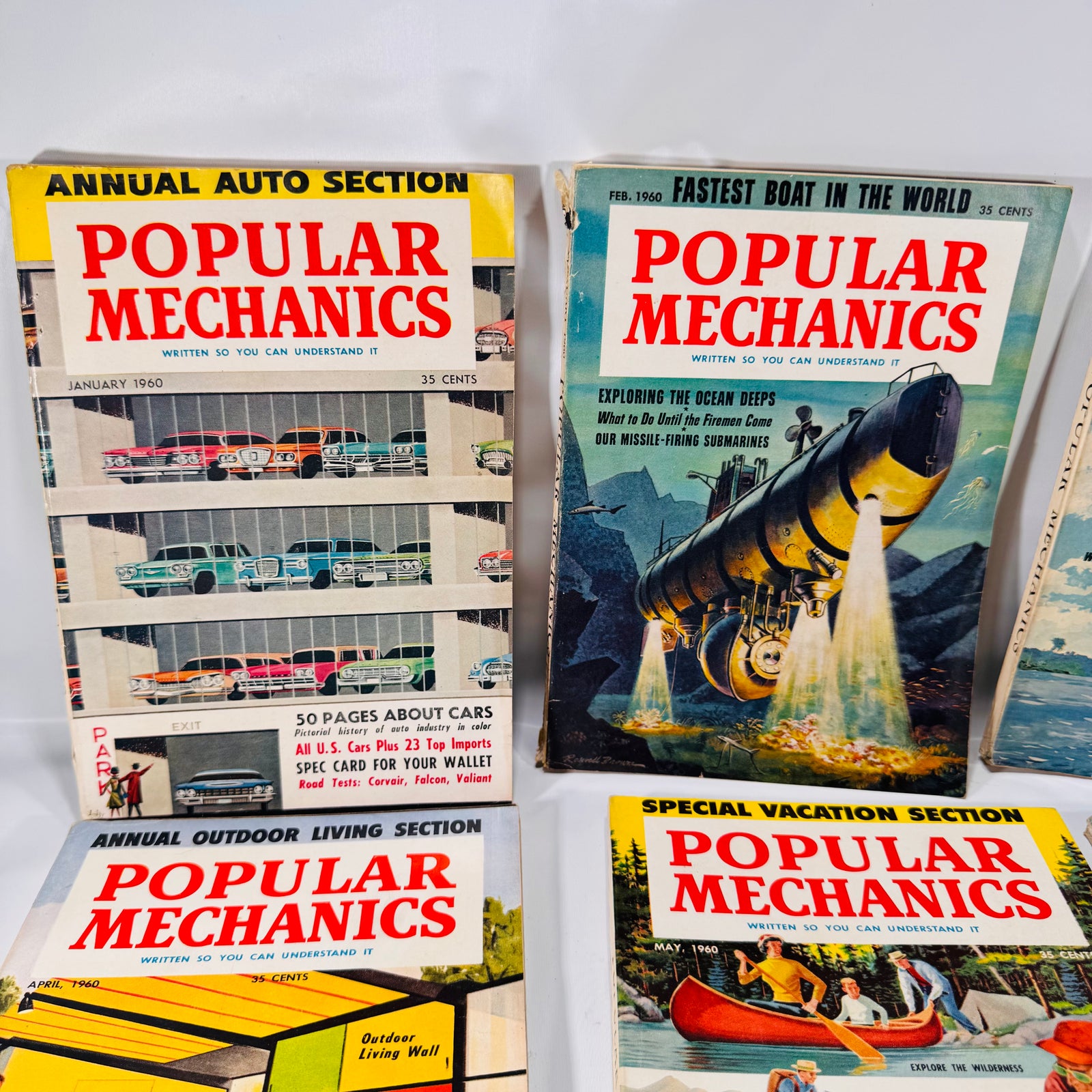 Lot of Six Popular Mechanics Magazines Jan–Jun 1960, Vintage DIY & Science Issues
