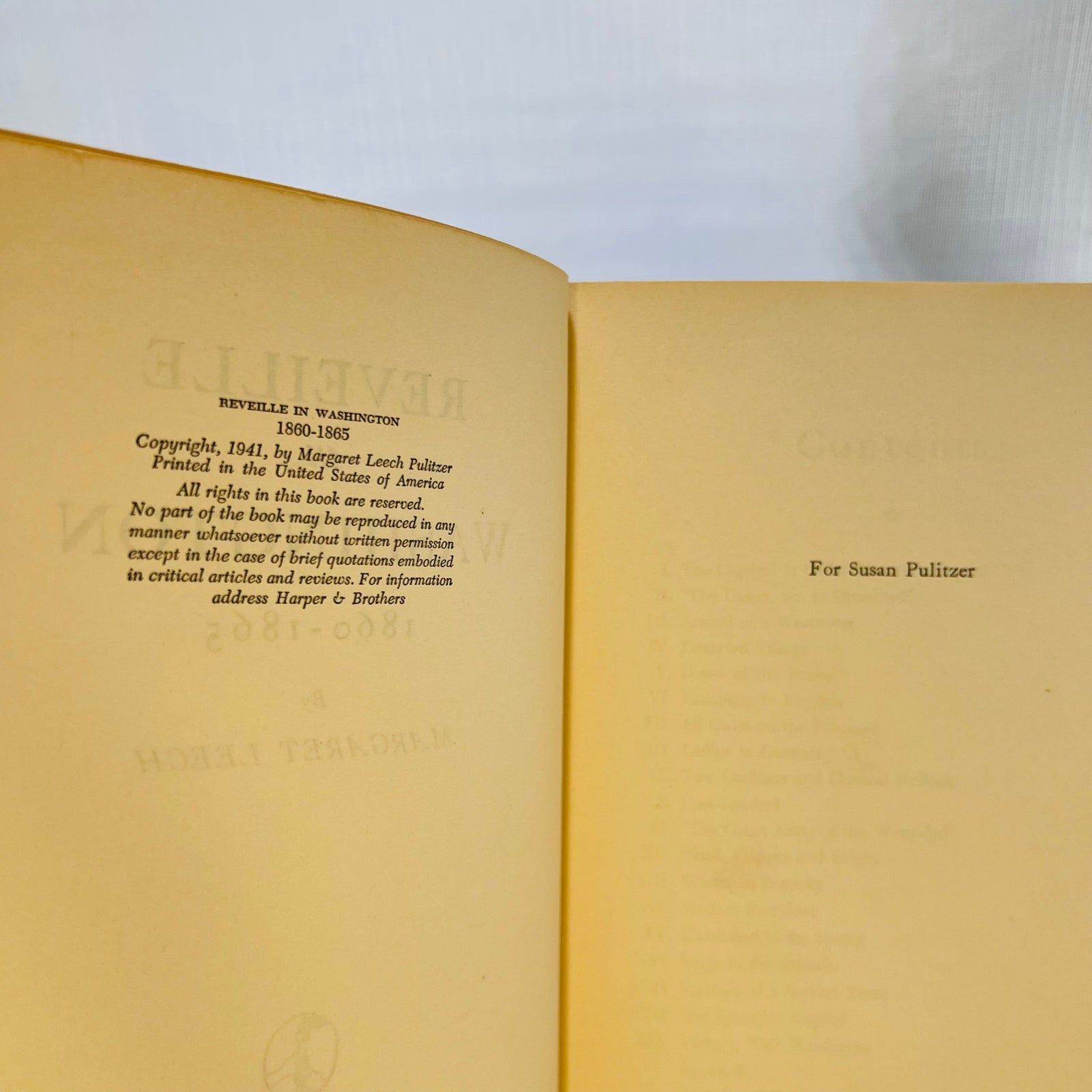 Reveille in Washington 1860-1865 Margaret Leech 1941 Harper & Brothers Publications